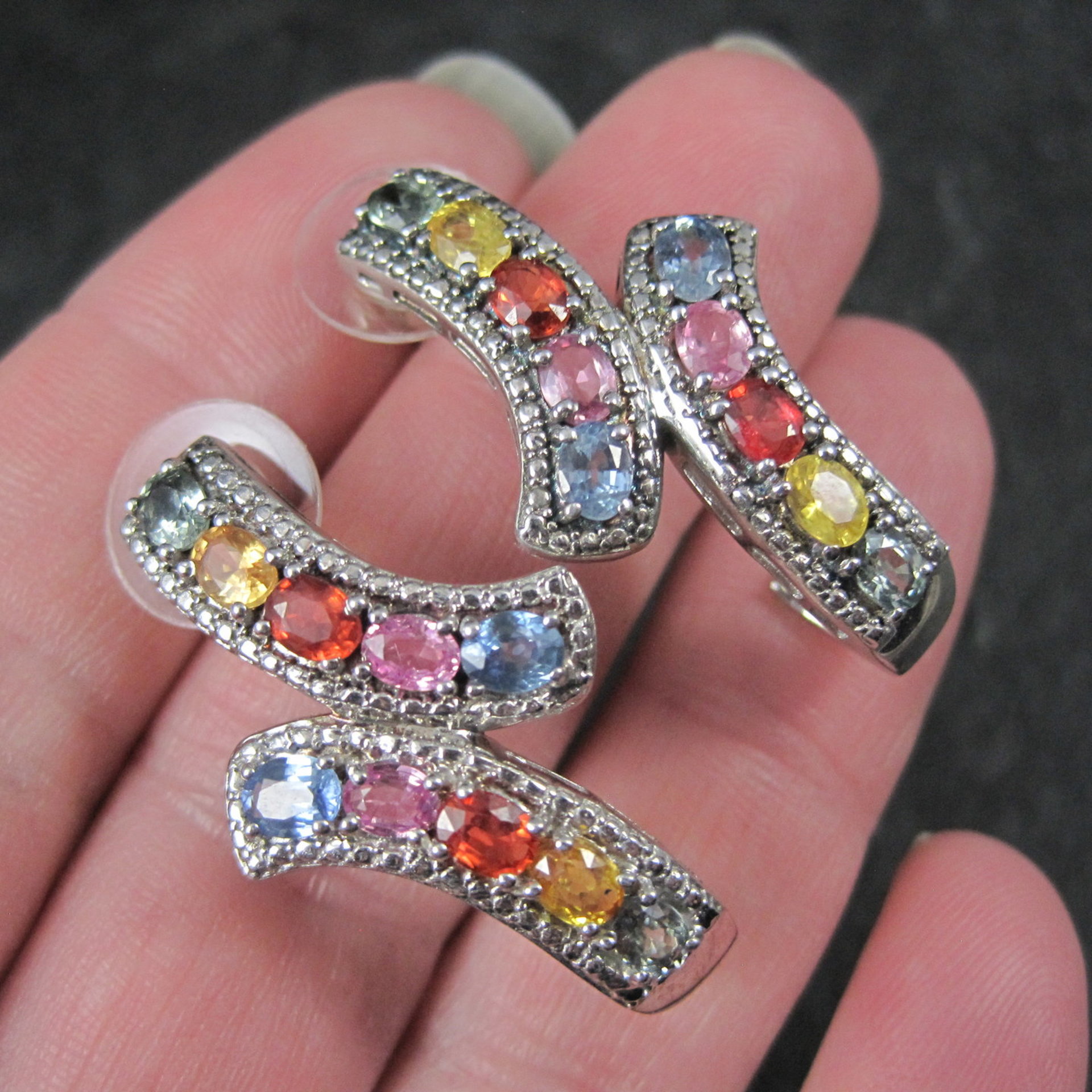 Large Multi Colored Topaz Earrings