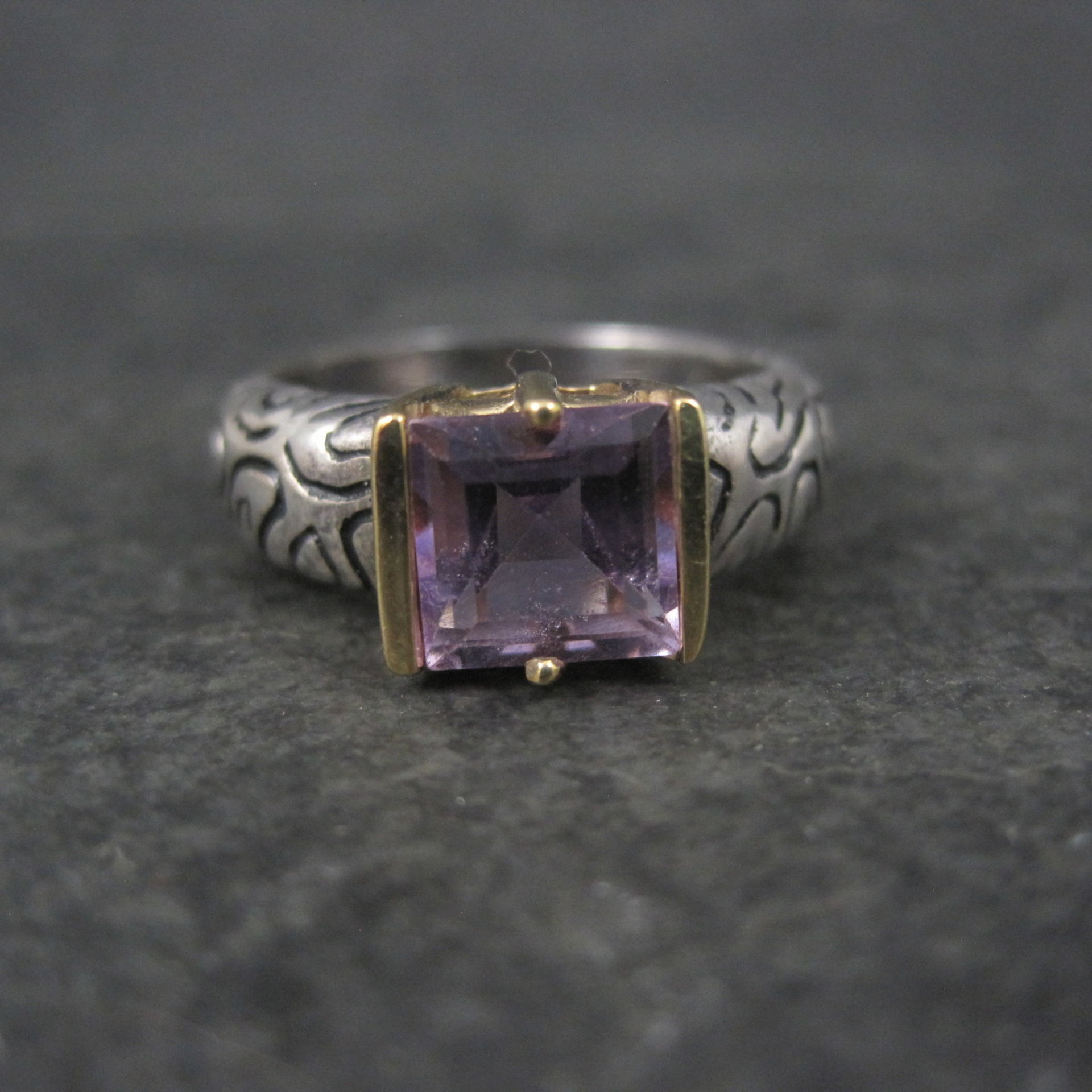 Vintage Sterling 14K Amethyst Ring Size 7 Clyde Duneier