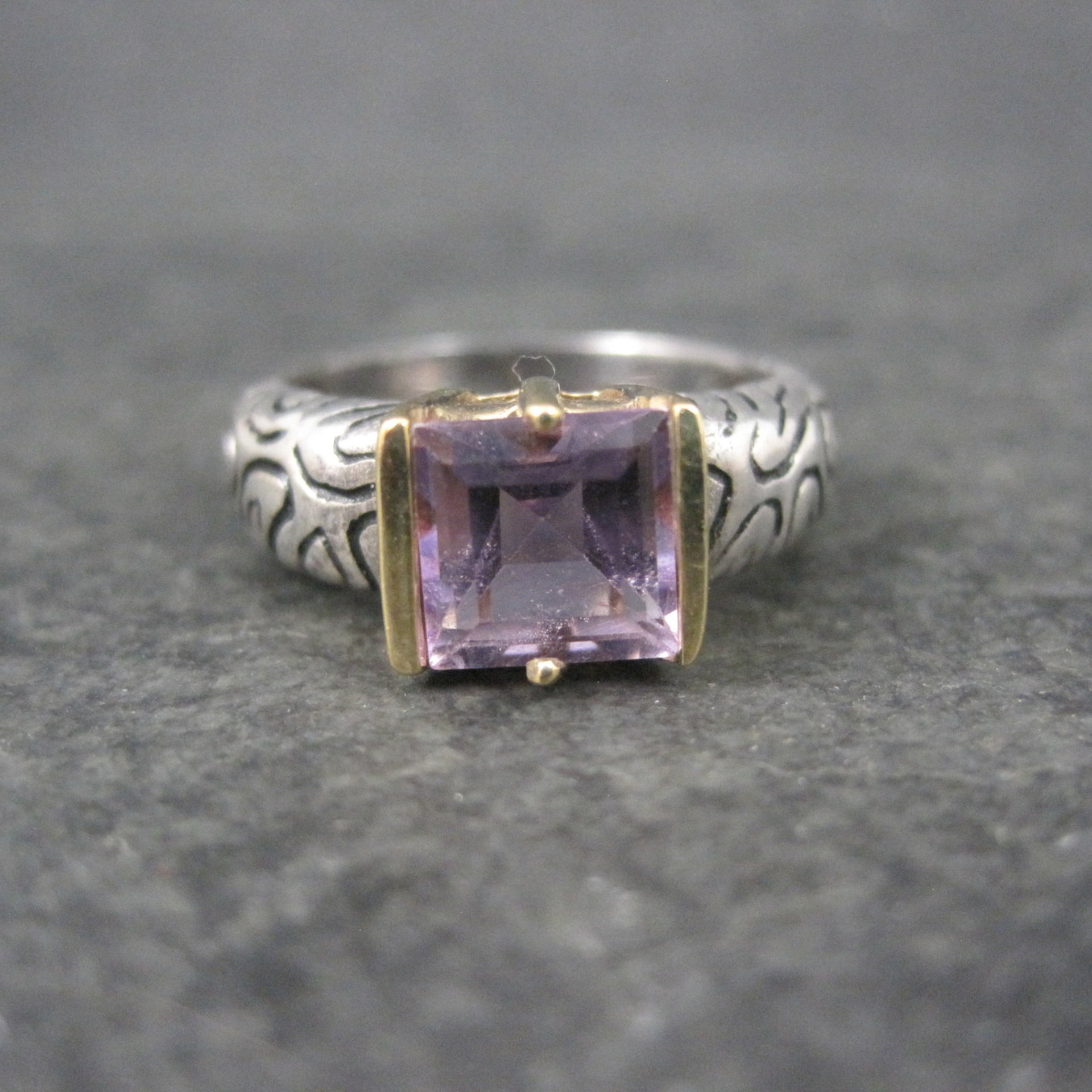 Vintage Sterling 14K Amethyst Ring Size 7 Clyde Duneier