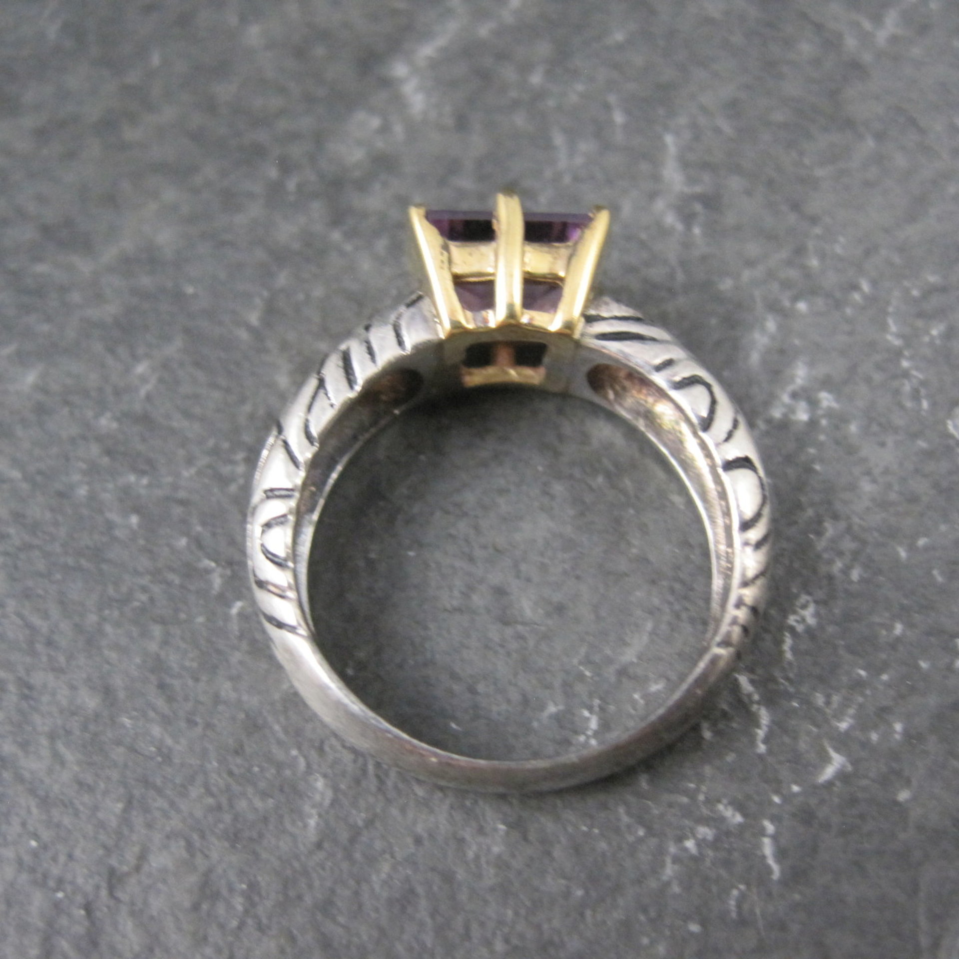 Vintage Sterling 14K Amethyst Ring Size 7 Clyde Duneier