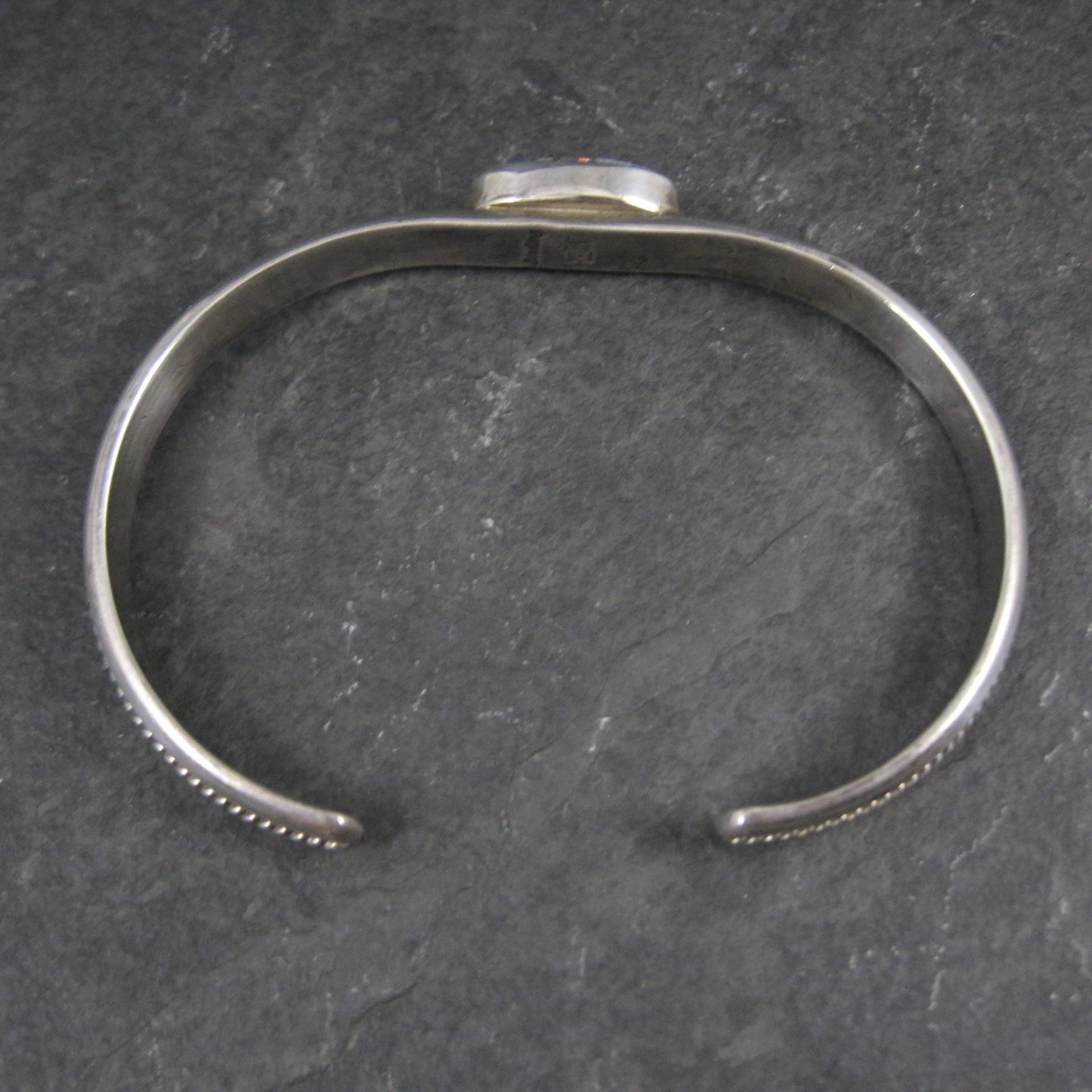 Southwestern Sterling Denim Lapis and Opal Inlay Cuff Bracelet 6.5