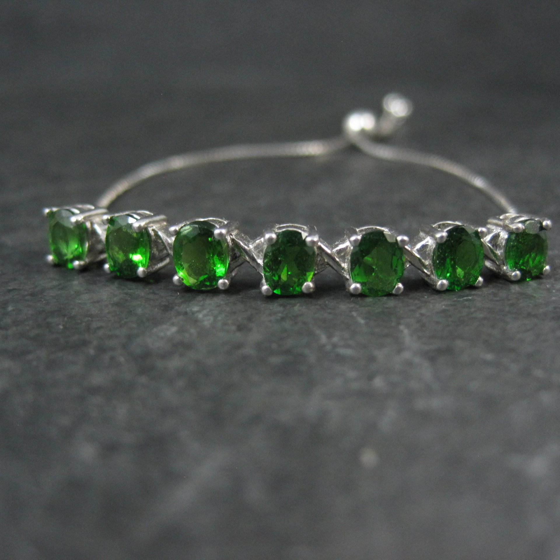 Chrome Diopside Bolo Bracelet Siberian Emerald Sterling Silver