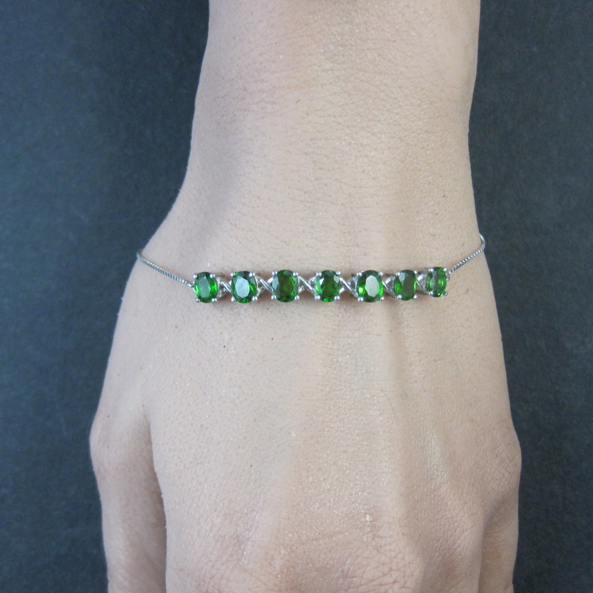 Chrome Diopside Bolo Bracelet Siberian Emerald Sterling Silver