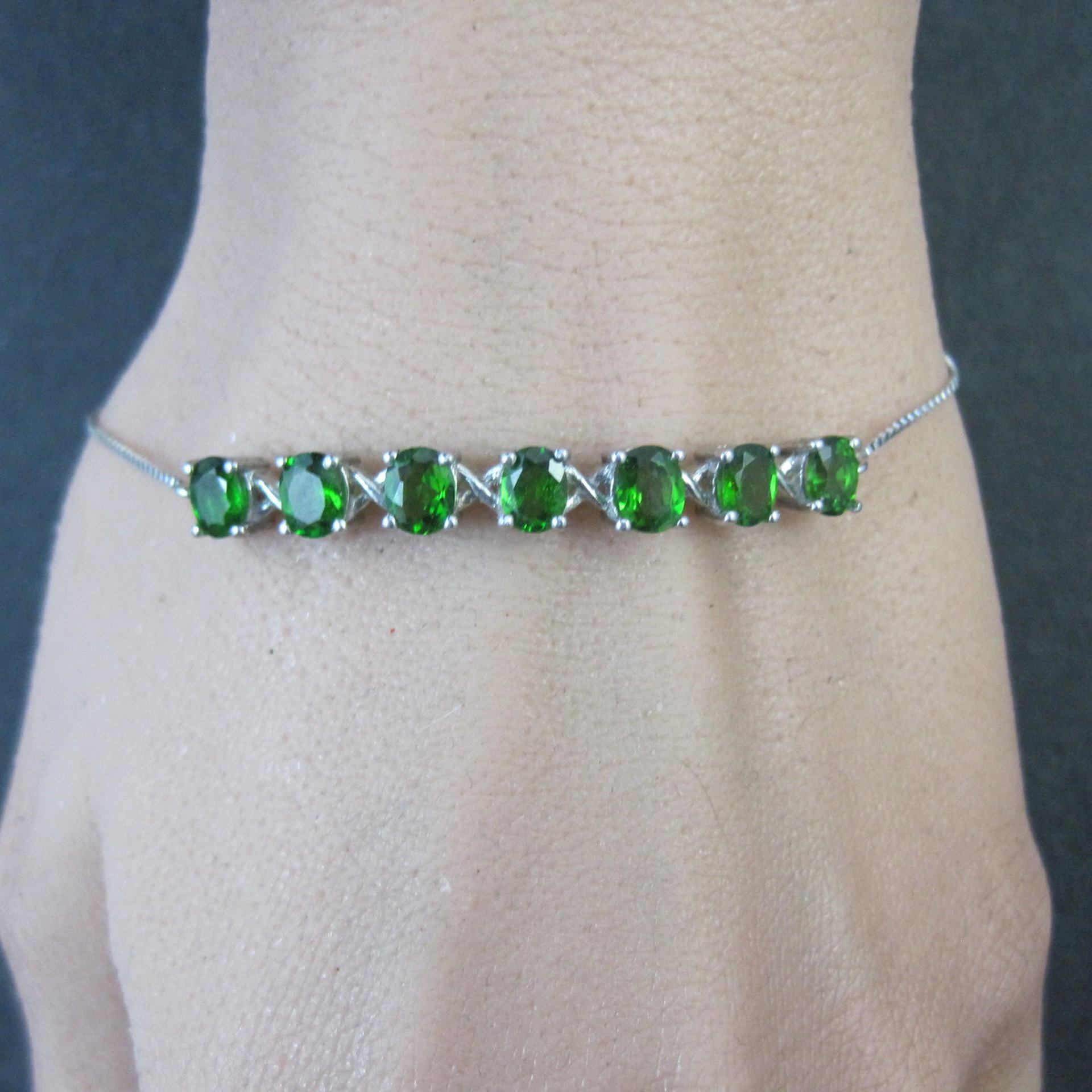 Chrome Diopside Bolo Bracelet Siberian Emerald Sterling Silver