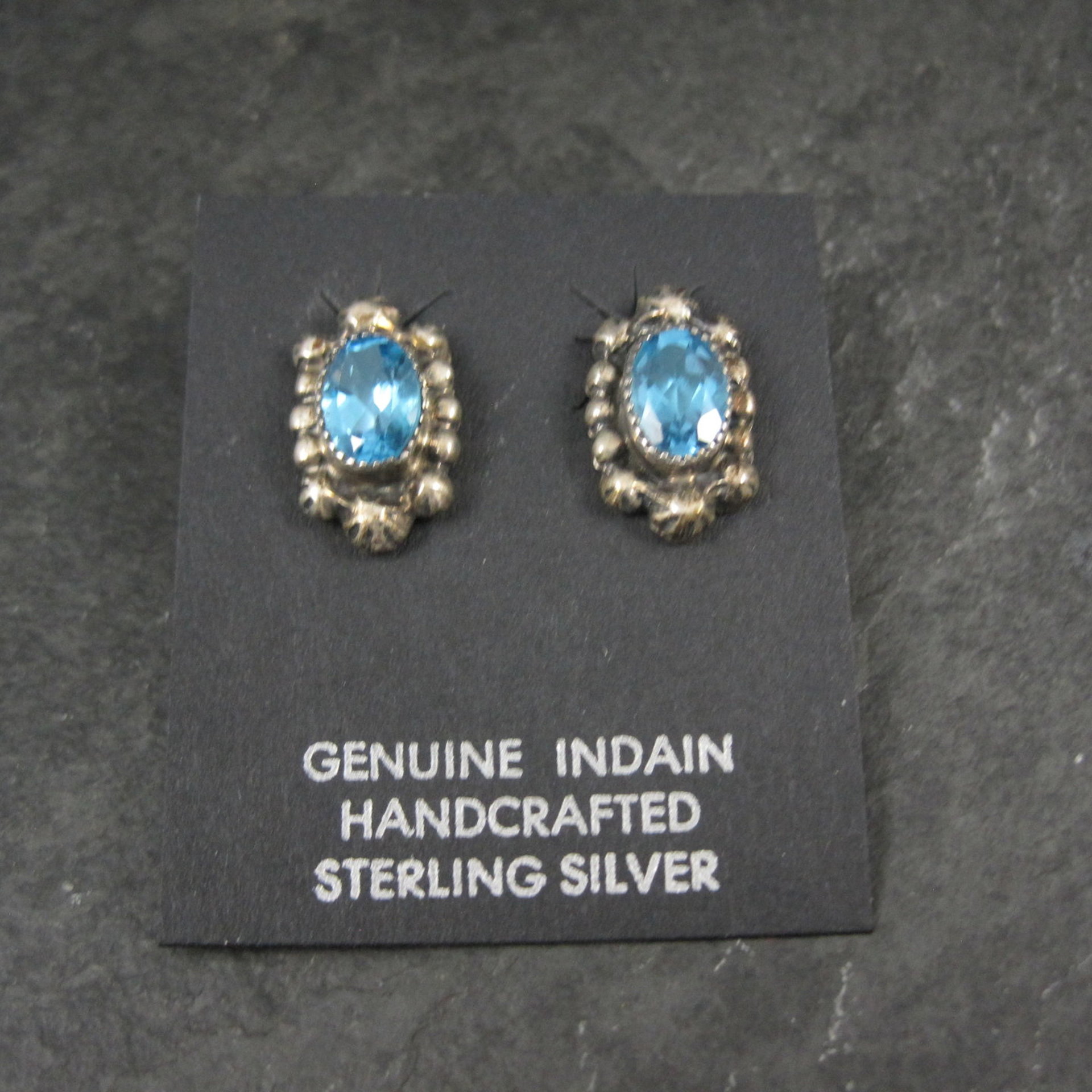 Southwestern Sterling Topaz Stud Earrings