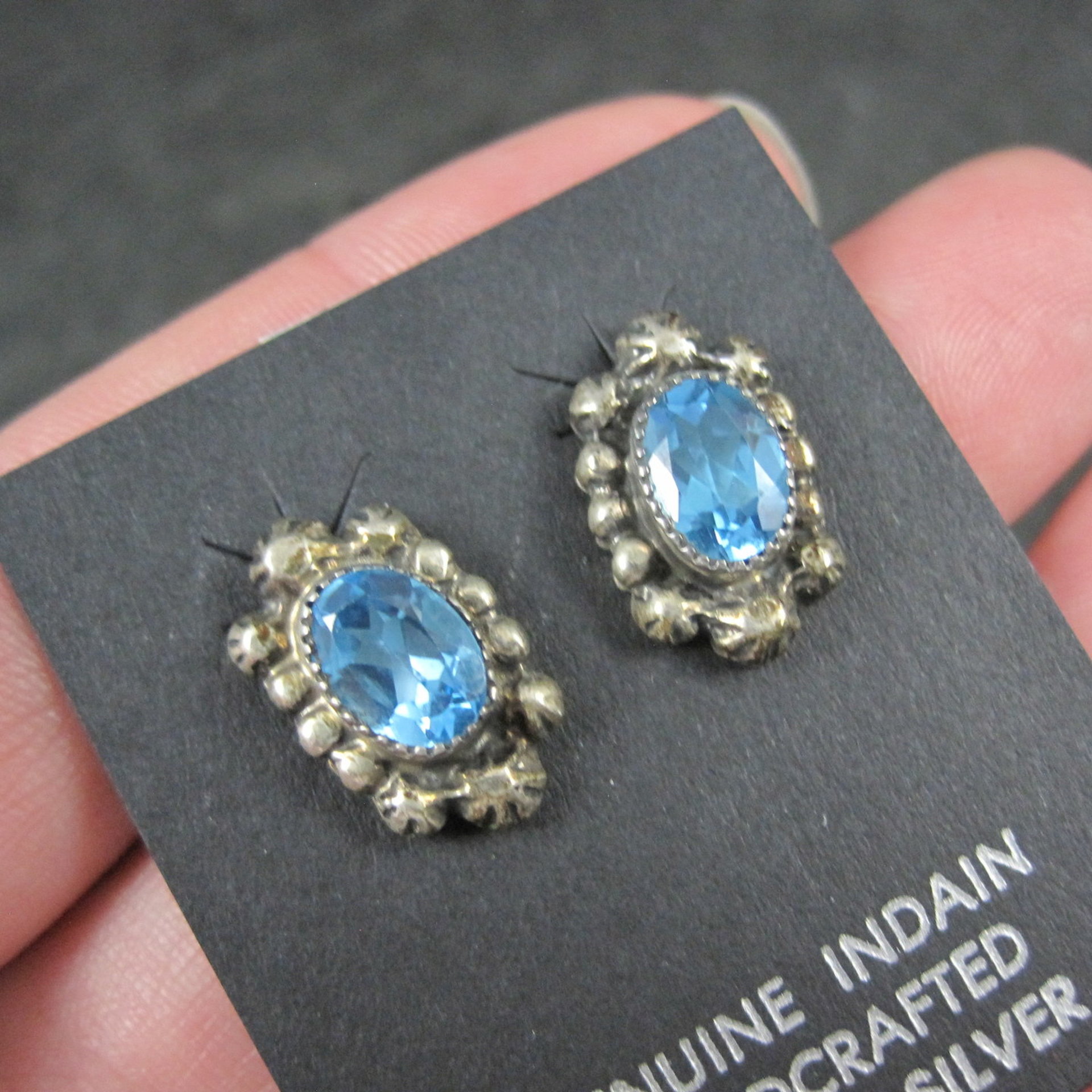 Southwestern Sterling Topaz Stud Earrings