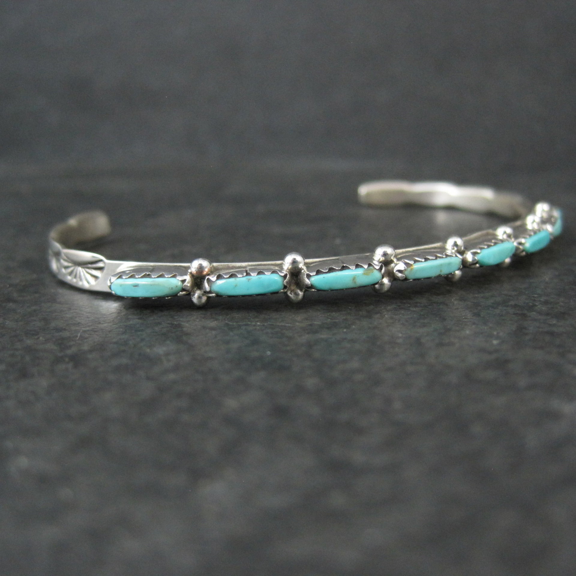 Zuni Petite Point Turquoise Cuff Bracelet 6.5" 