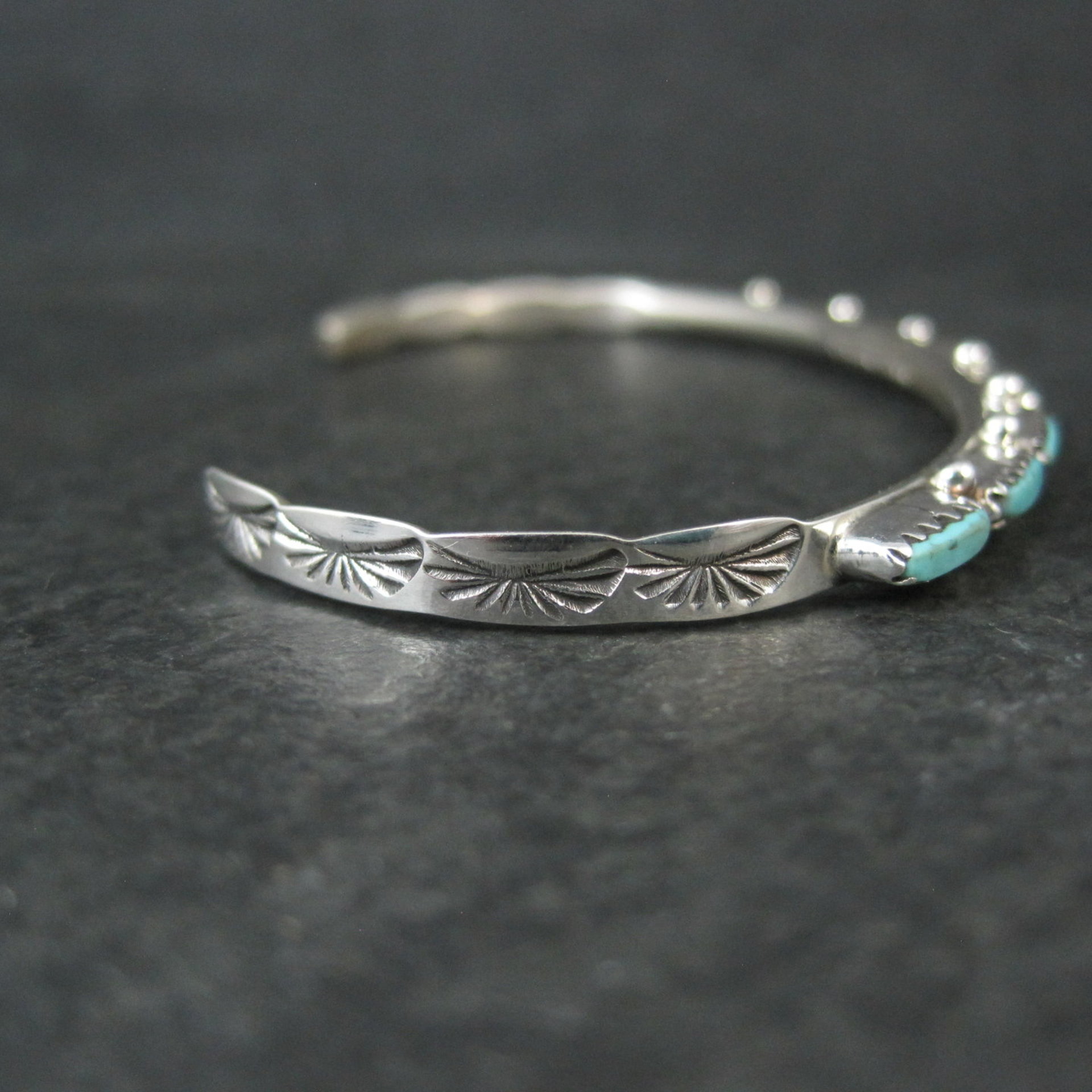 Zuni Petite Point Turquoise Cuff Bracelet 6.5" 