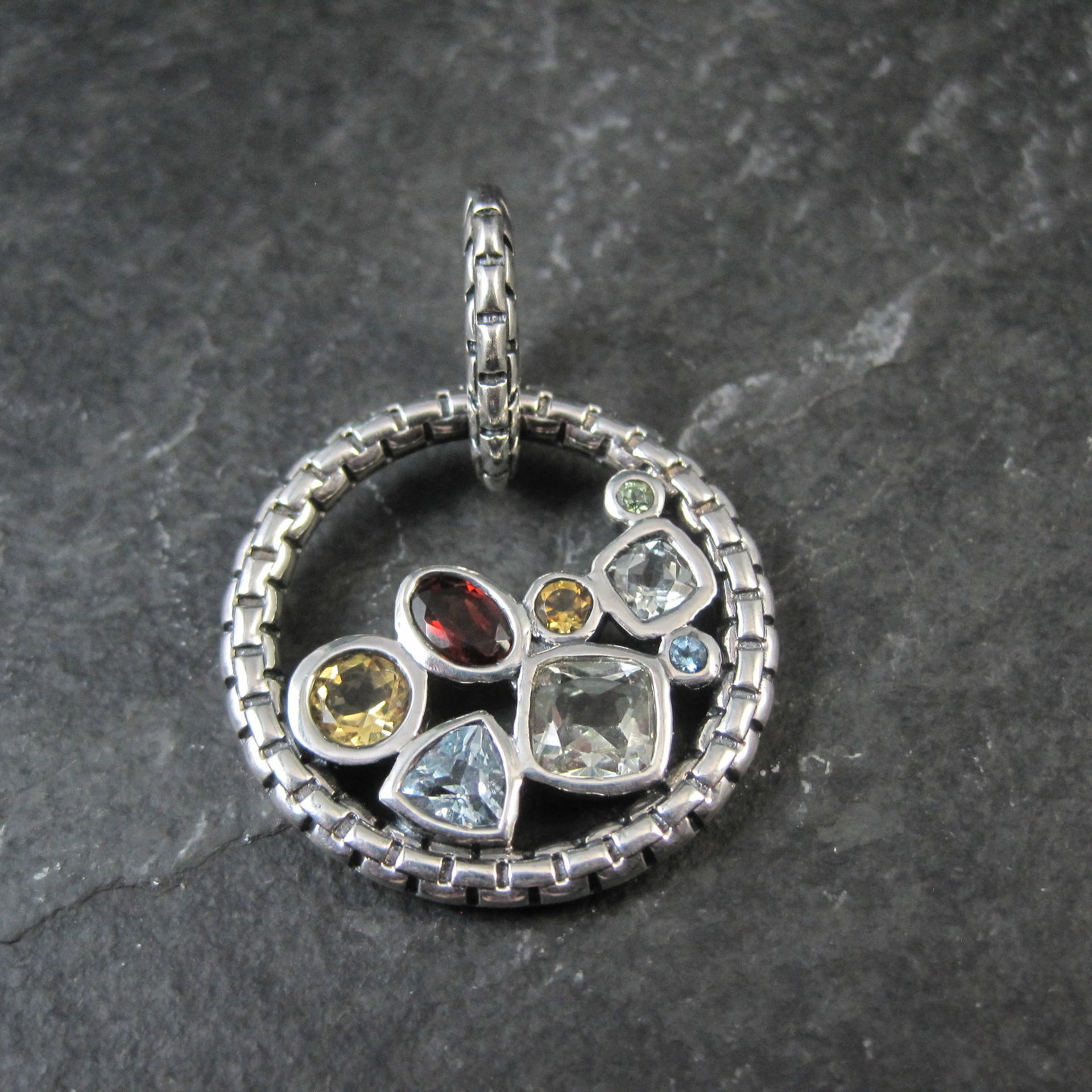 Sterling Silver Multi Gemstone Enhancer Pendant Hinged Pendant
