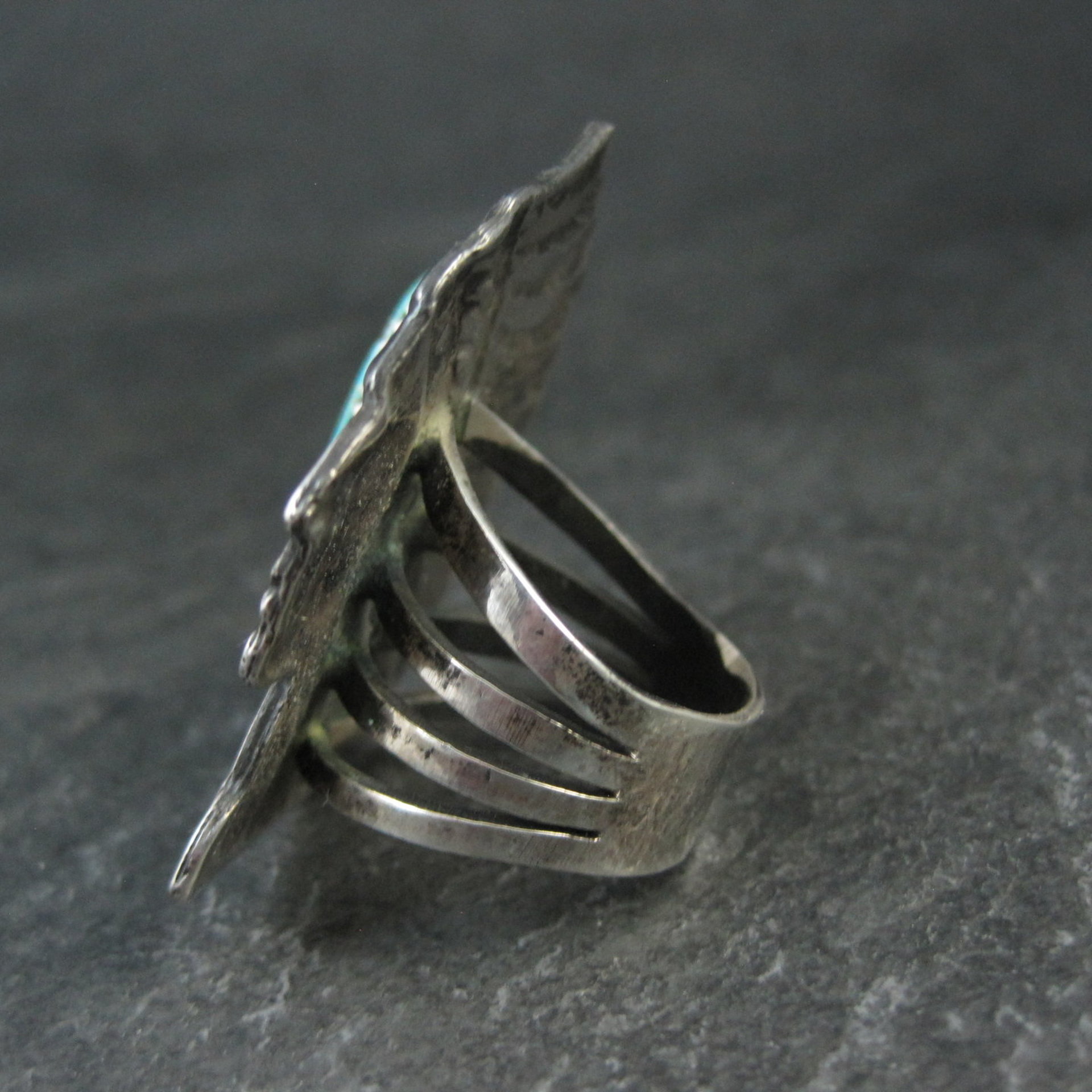 Huge Navajo Turquoise Chieftain Indian Head Ring Size 8