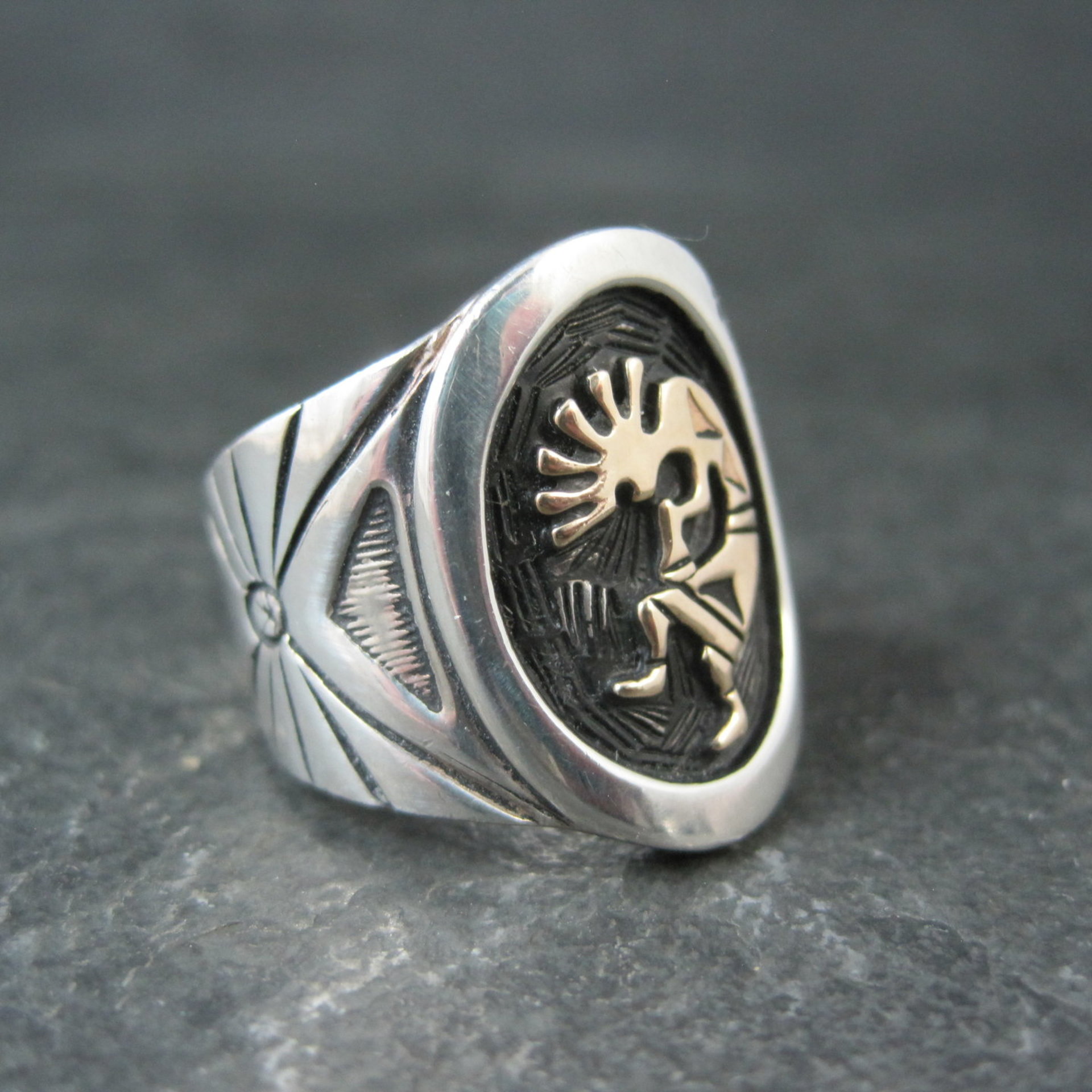 Vintage Sterling 14K Kokopelli Ring Size 6