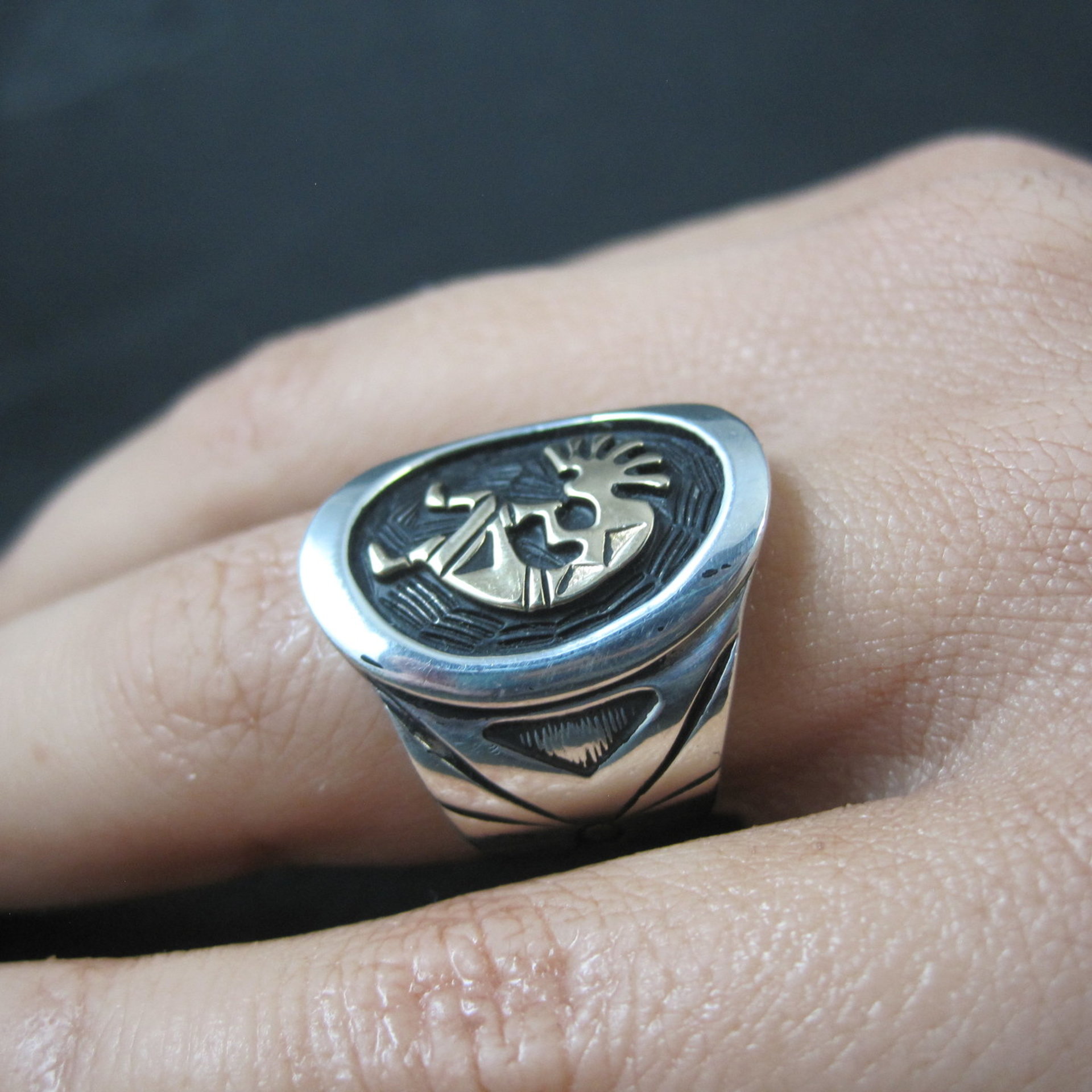 Vintage Sterling 14K Kokopelli Ring Size 6