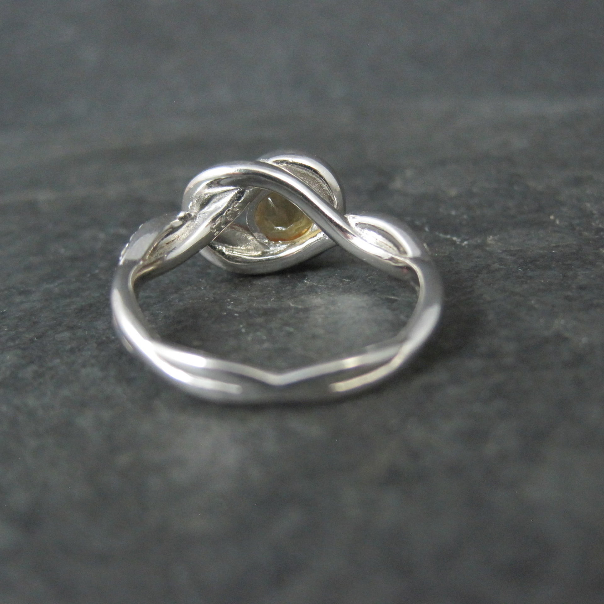 Citrine and White Zircon Ring in Sterling Silver Size 8