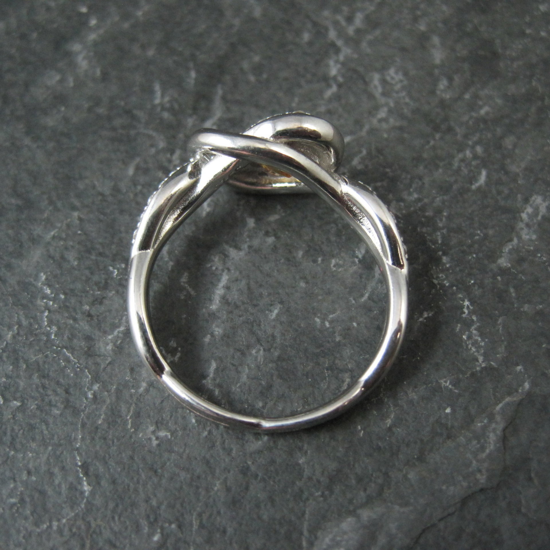 Citrine and White Zircon Ring in Sterling Silver Size 8