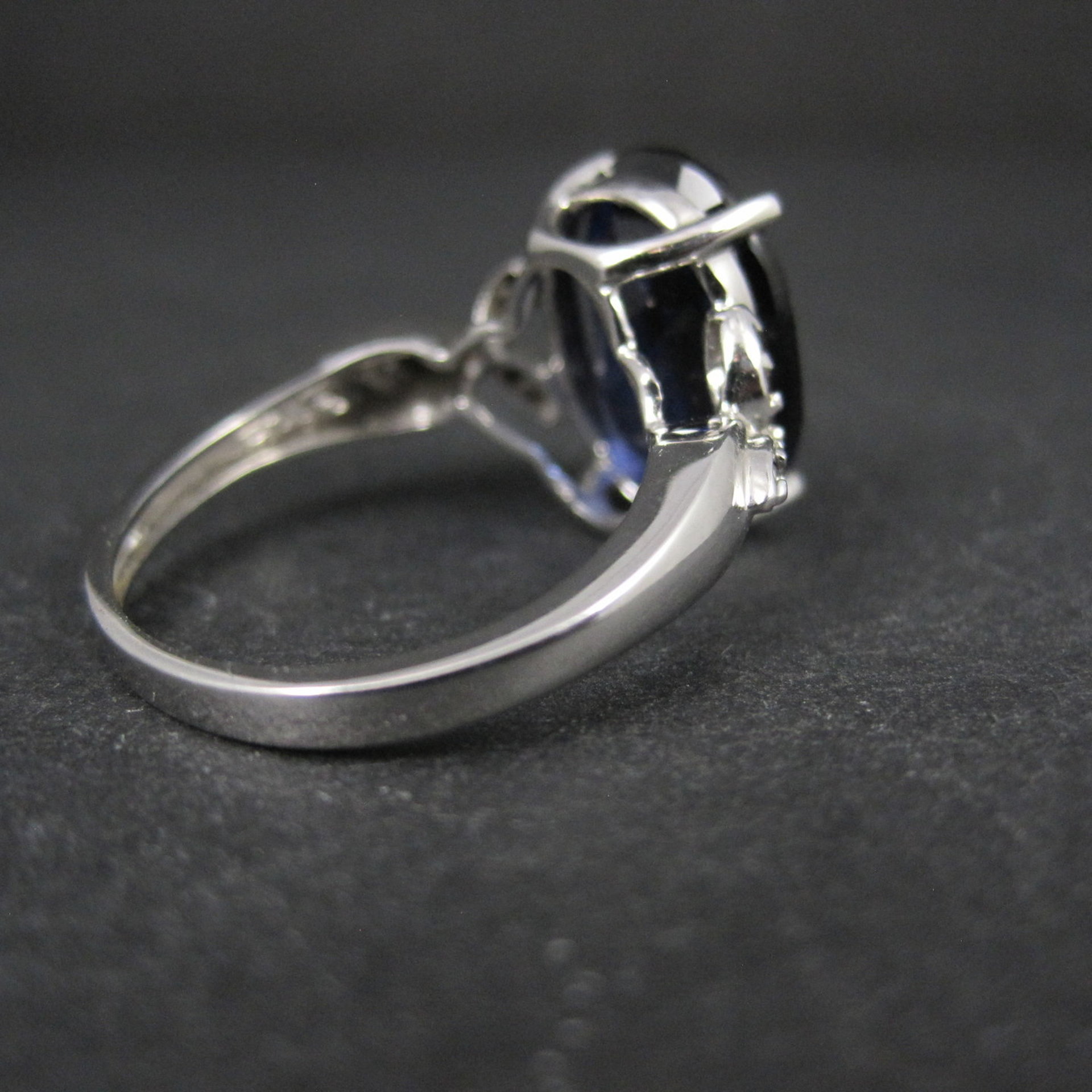 Estate 10K White Gold Sapphire and Diamond Ring Size 7
