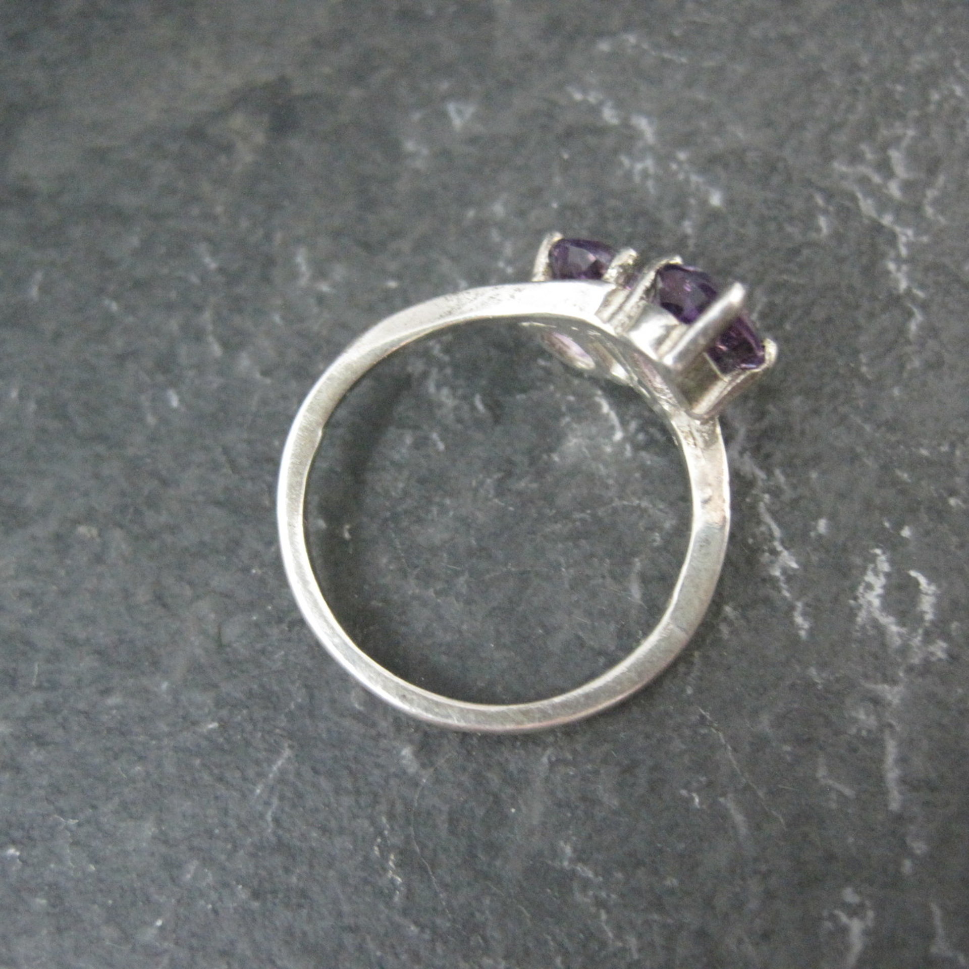 Toi et Moi Amethyst and Sterling Silver Ring Size 6