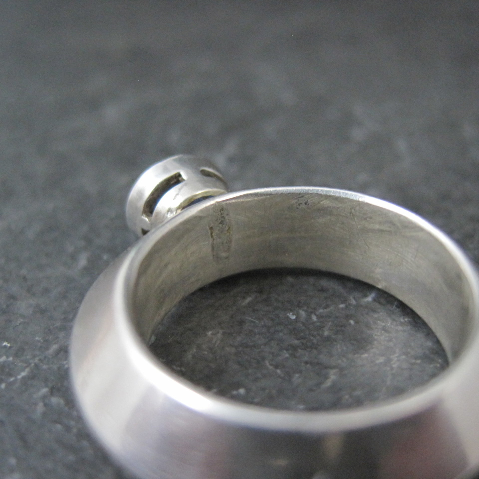 Vintage Carinated Sterling Silver Blue Spinel Ring Size 5.5