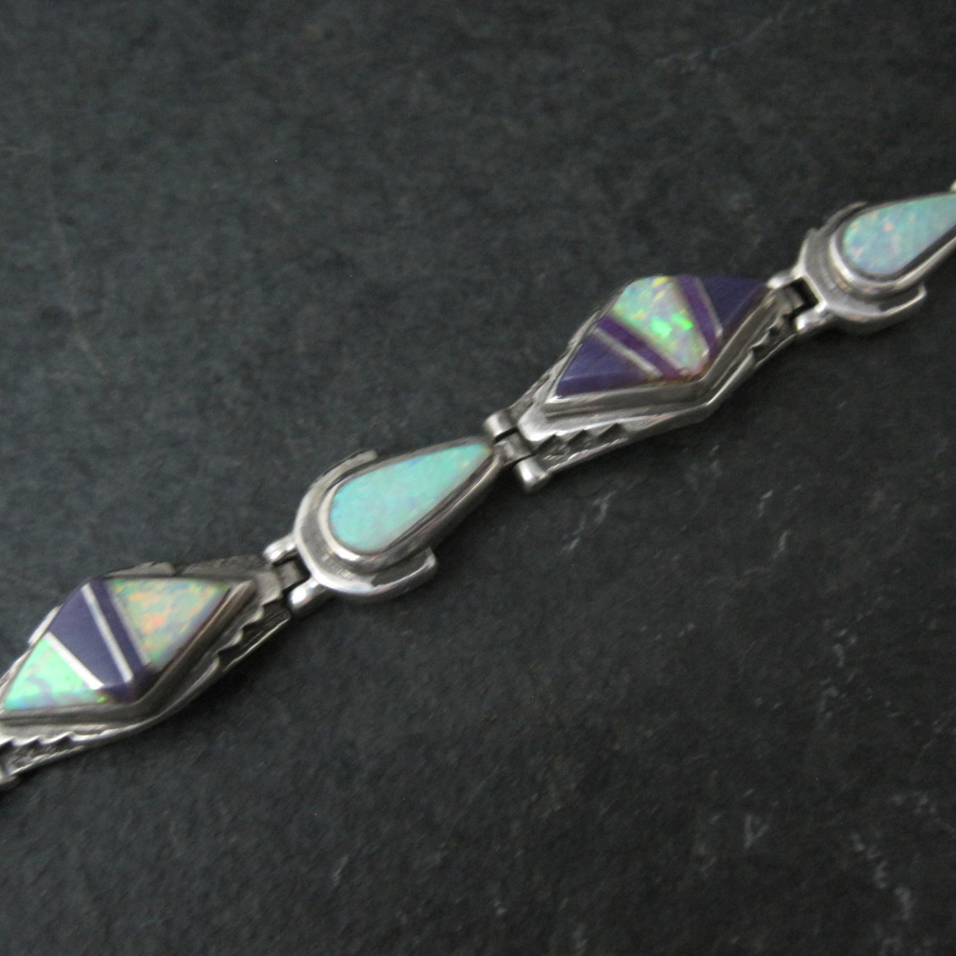 Calvin Begay Opal Sugilite Inlay Sterling Silver JP Link Bracelet