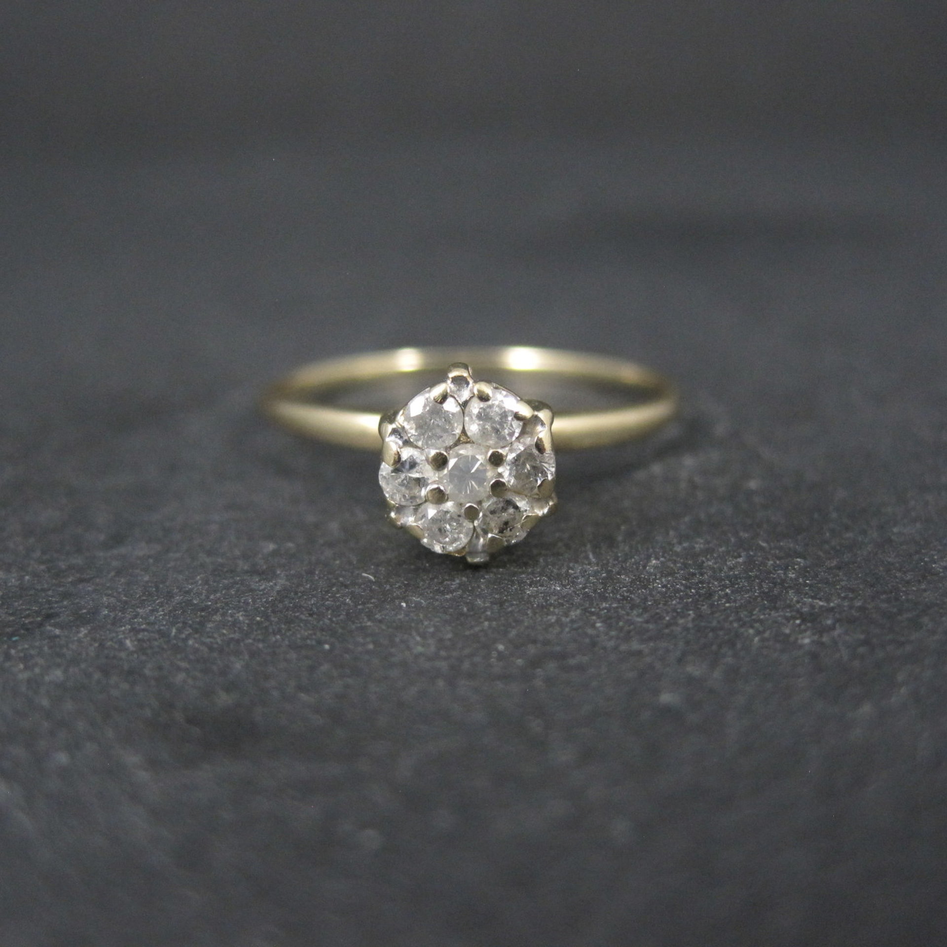 Dainty Vintage 10K High Set Diamond Cluster Ring Size 6