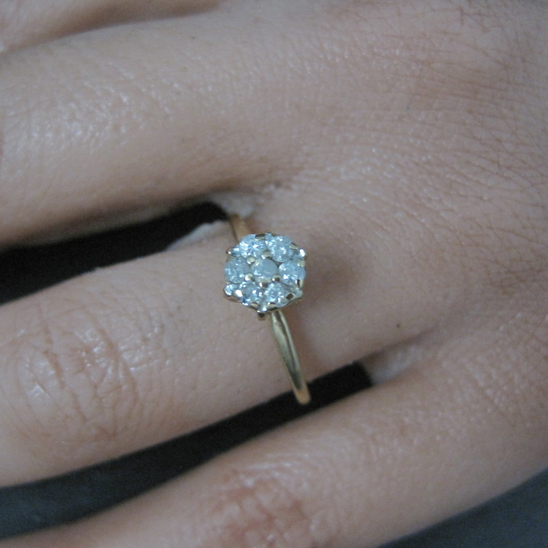 Dainty Vintage 10K High Set Diamond Cluster Ring Size 6