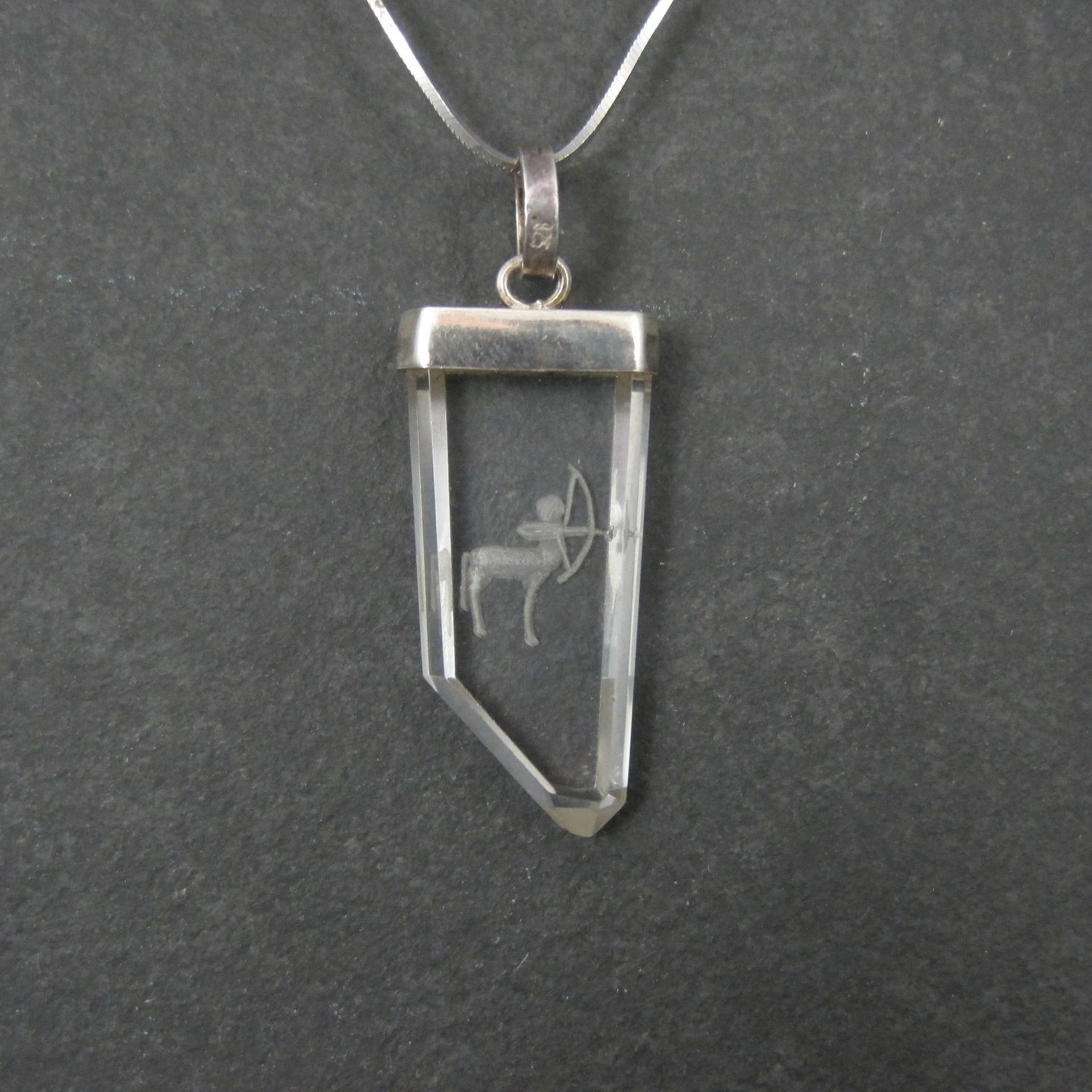 Vintage Sterling Silver Quartz Sagittarius Pendant Necklace