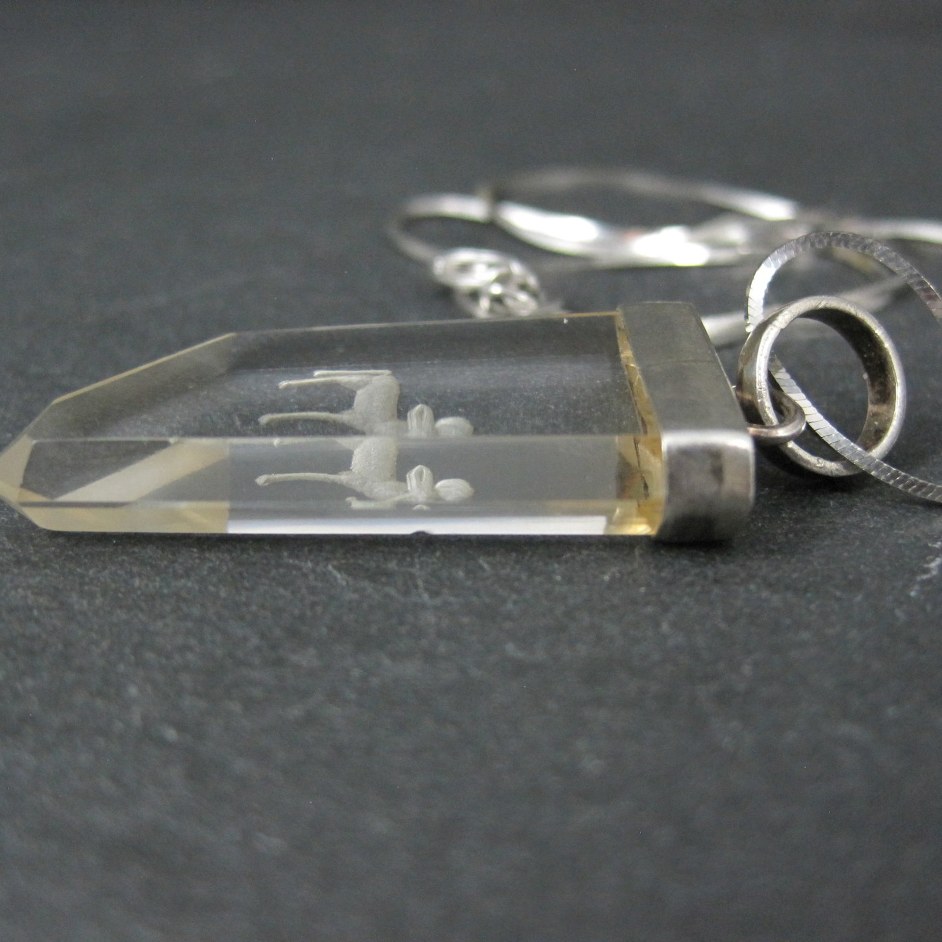 Vintage Sterling Silver Quartz Sagittarius Pendant Necklace