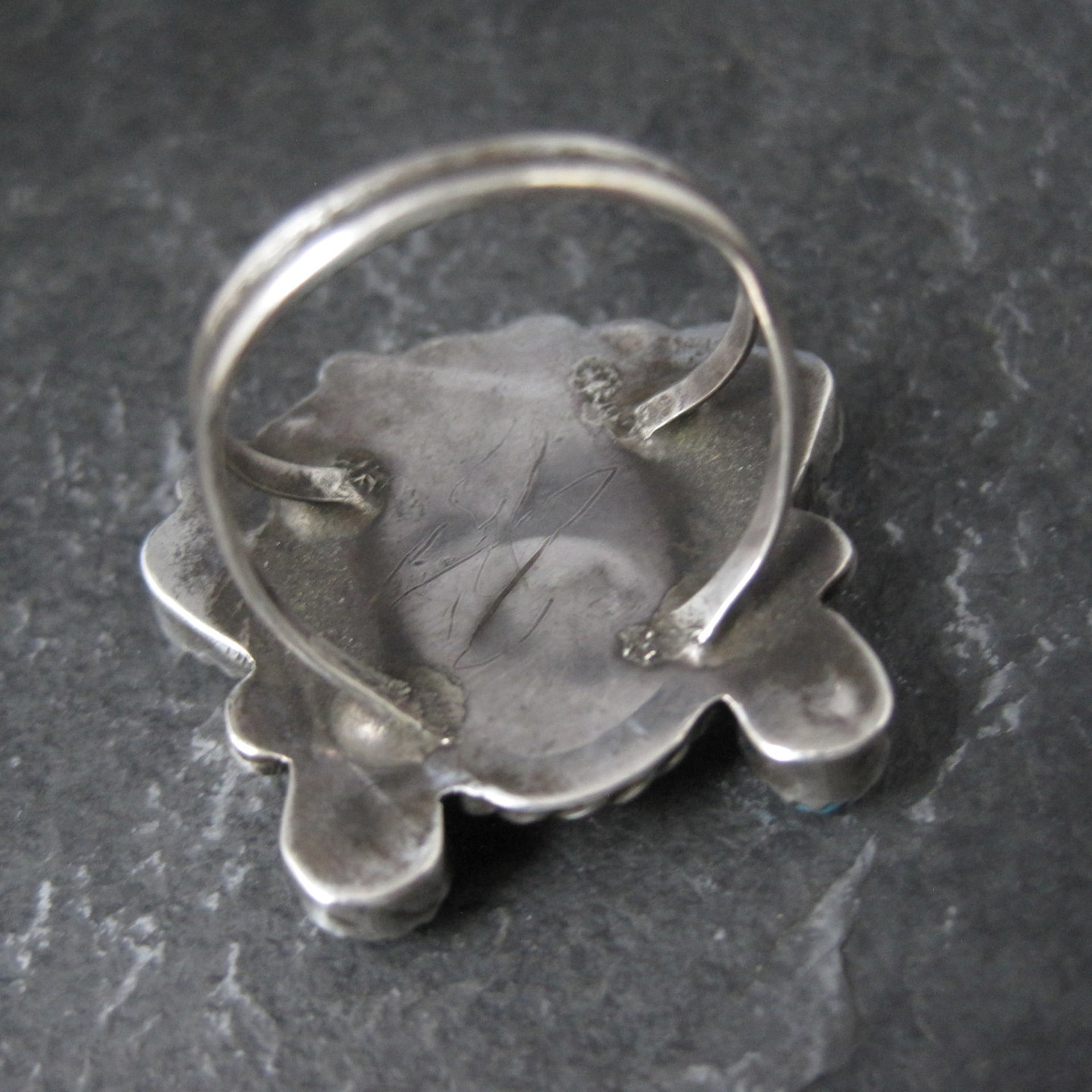 Vintage Southwestern Sterling Silver Inlaid Sunface Ring Size 10