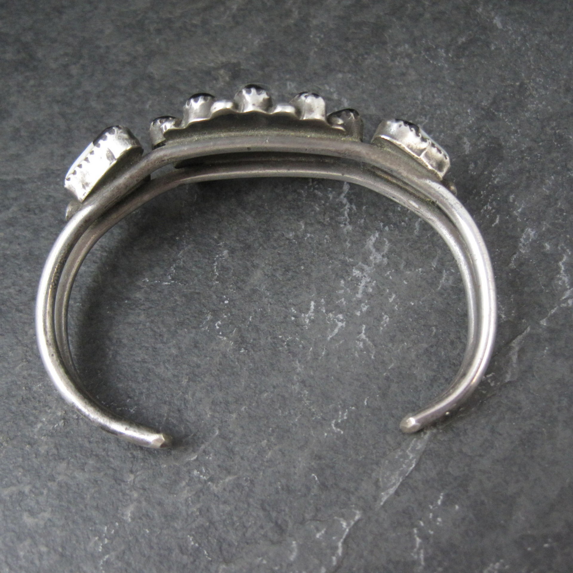 Vintage Southwestern Sterling Inlaid Sunface Cuff Bracelet 6.25"