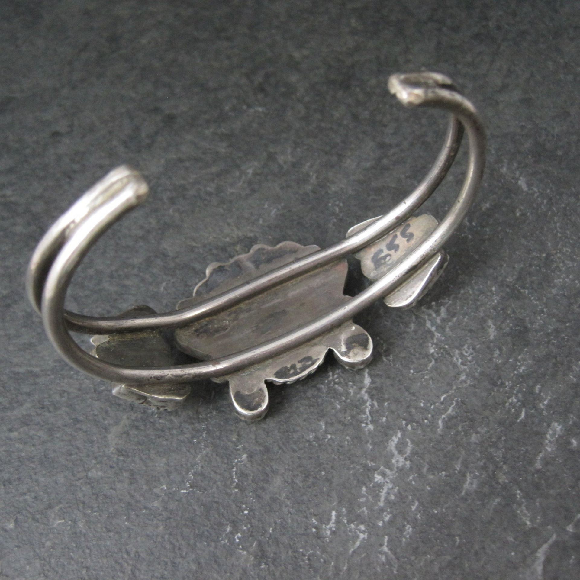 Vintage Southwestern Sterling Inlaid Sunface Cuff Bracelet 6.25"