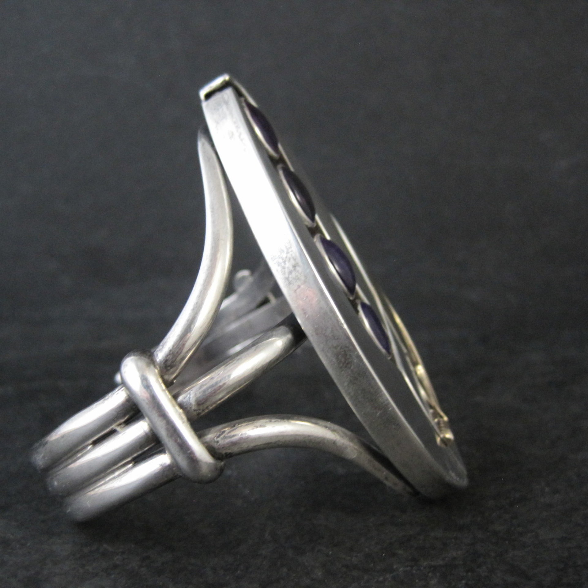Navajo Sugilite Feather Cuff Bracelet Wilbert Cora Vandever 6.25" Sterling Silver & 14K Yellow Gold