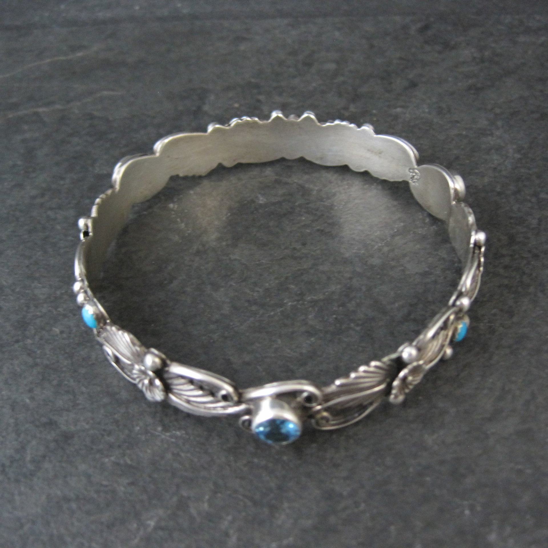 Southwestern Sterling Topaz Turquoise Bangle Bracelet