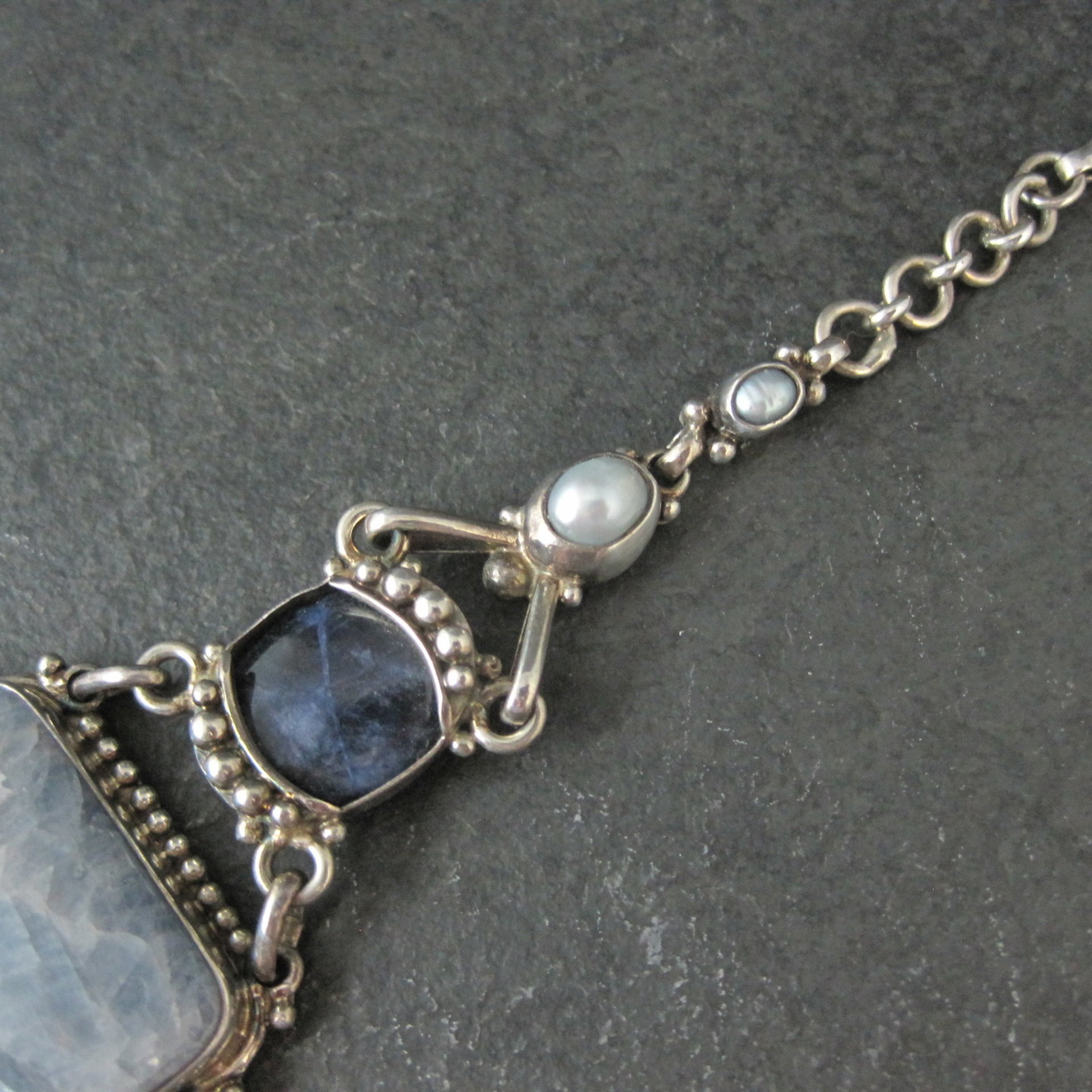 Vintage Sterling Quartz Sodalite Pearl Bracelet Sajen