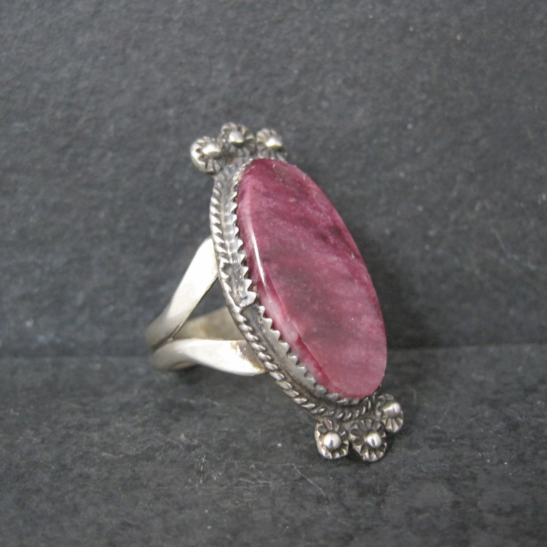 Vintage Southwestern Sterling Purple Spiny Oyster Ring Size 9 Signed