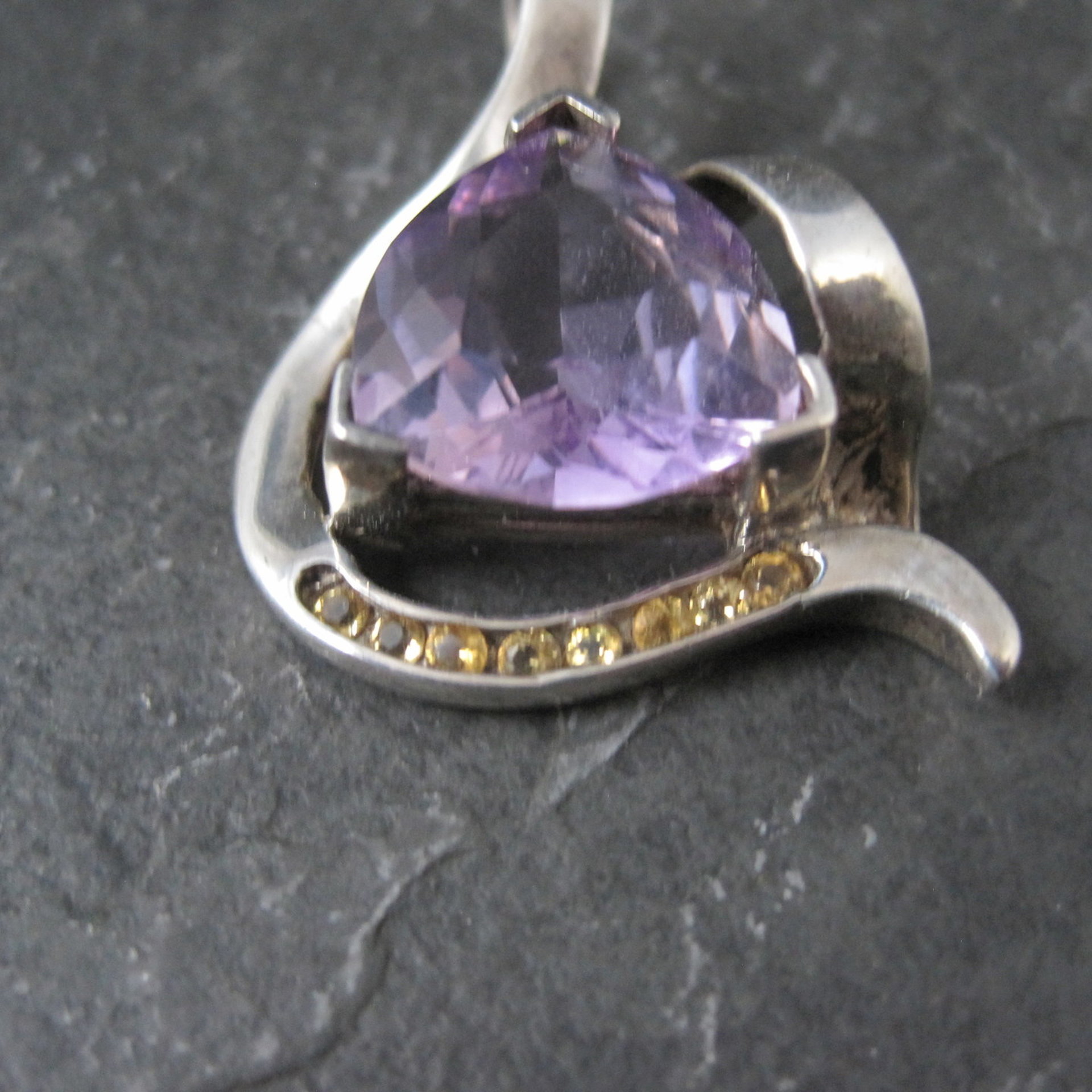 Huge Vintage Sterling Amethyst and Citrine Pendant