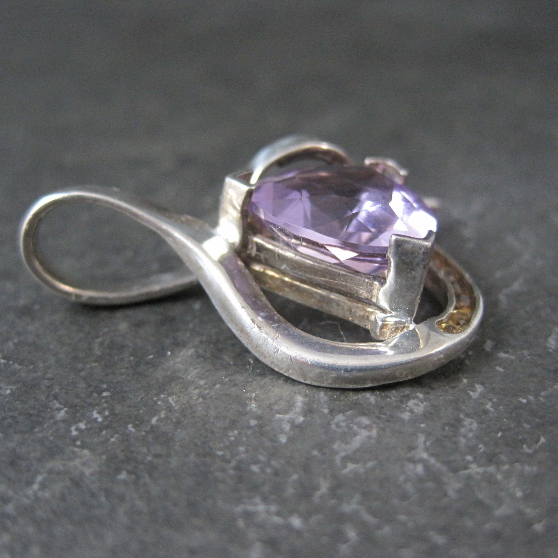 Huge Vintage Sterling Amethyst and Citrine Pendant