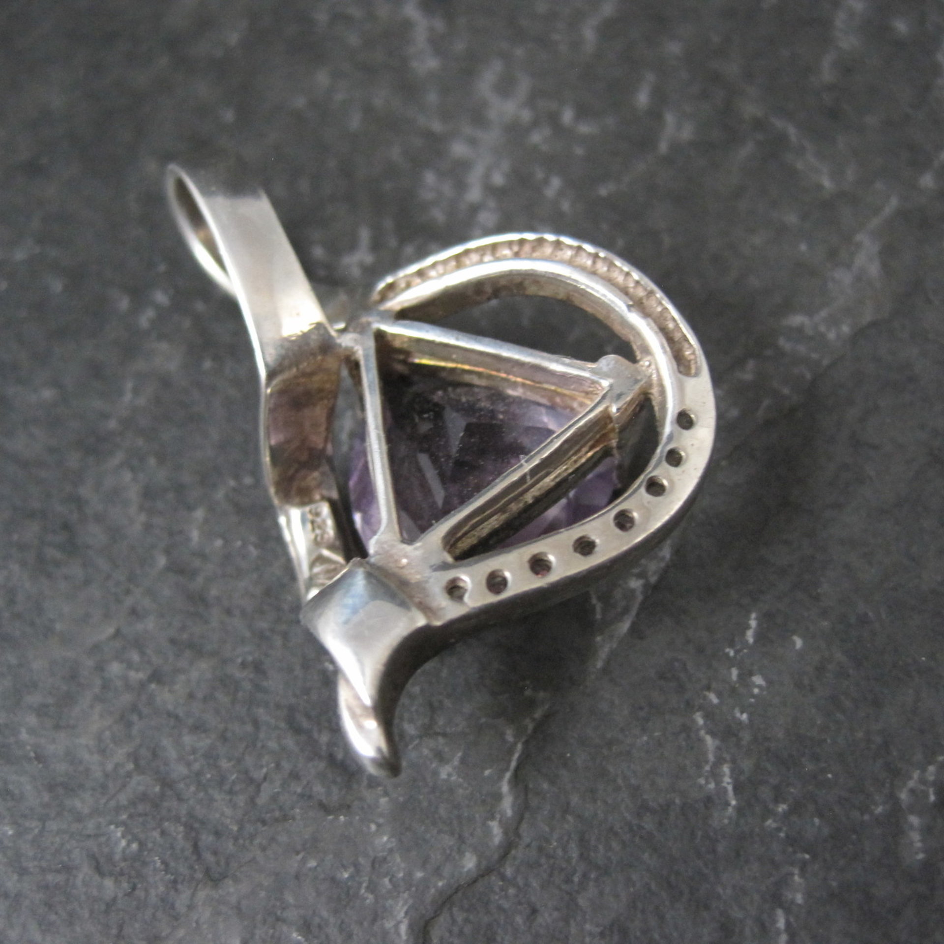Huge Vintage Sterling Amethyst and Citrine Pendant