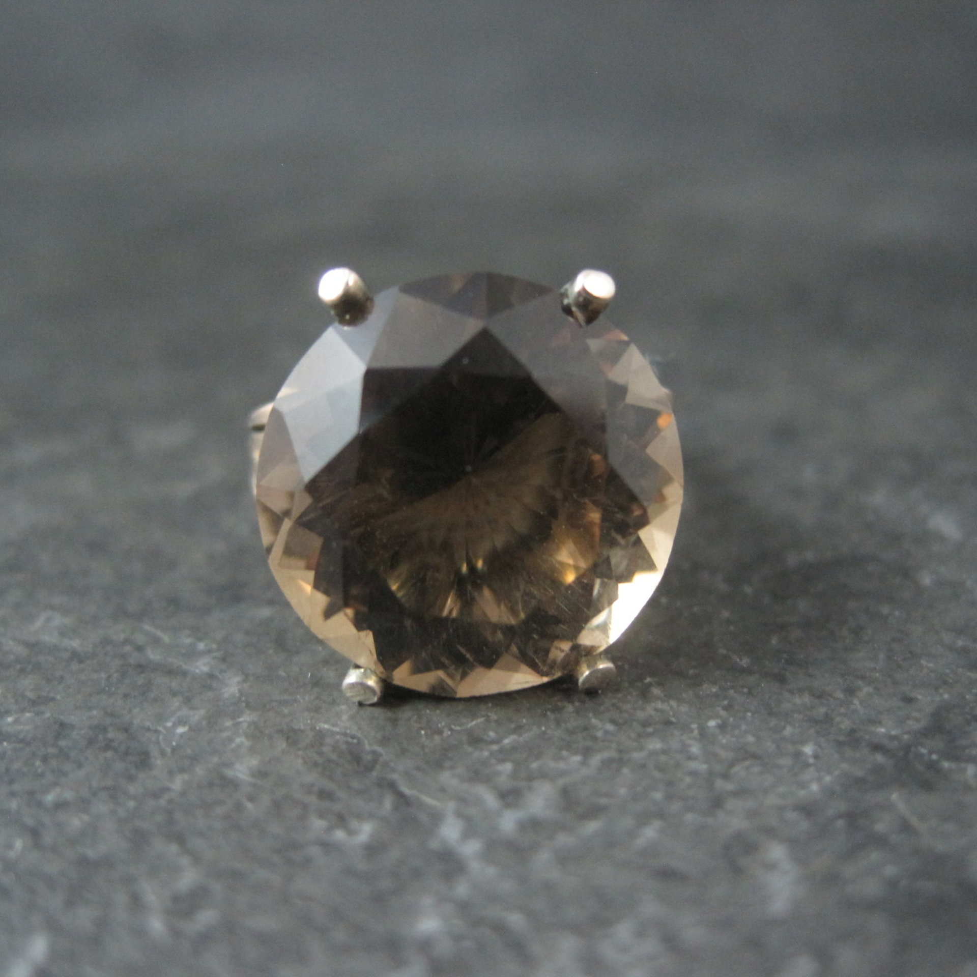 Large Antique Victorian 14K Smoky Quartz Ring Size 7