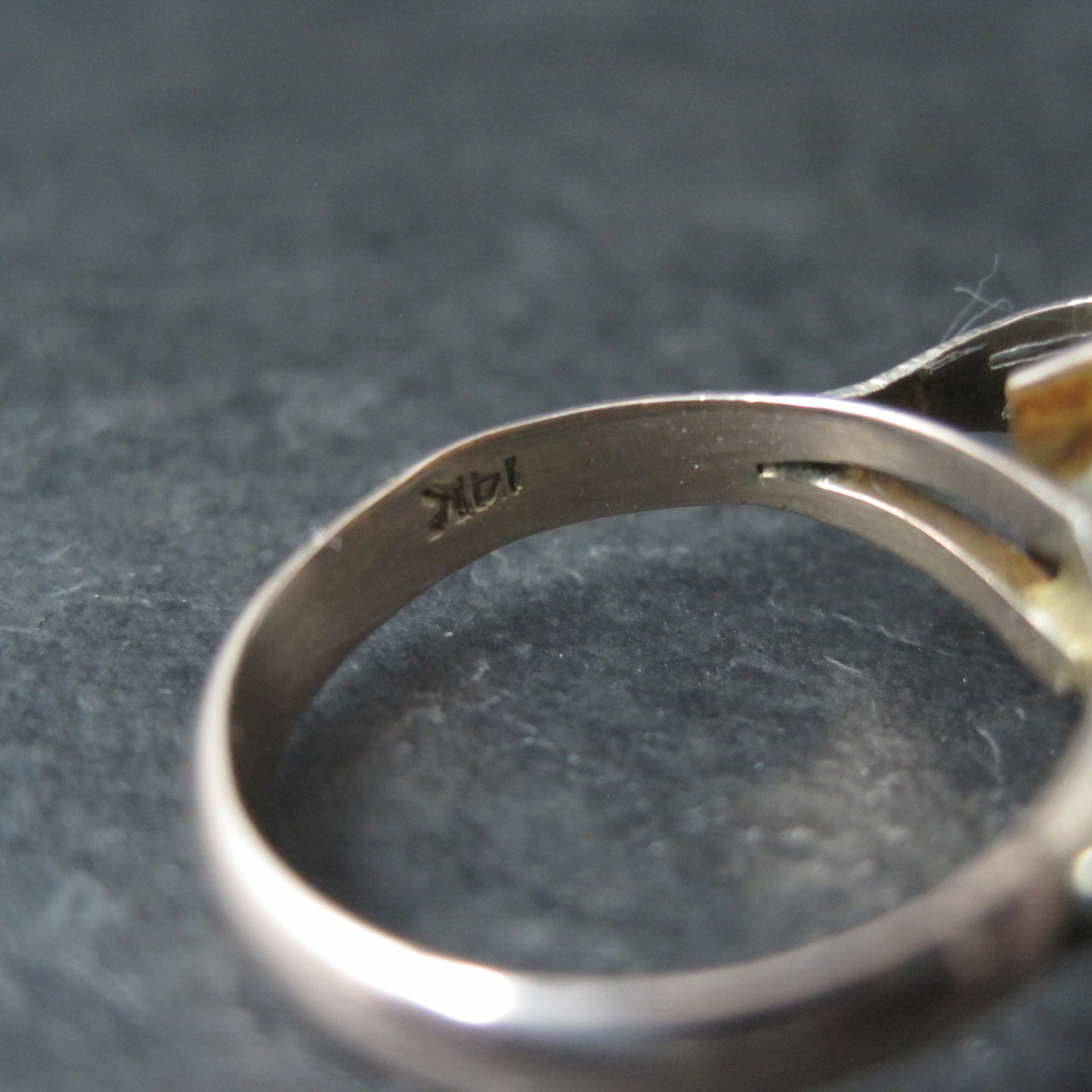 Large Antique Victorian 14K Smoky Quartz Ring Size 7
