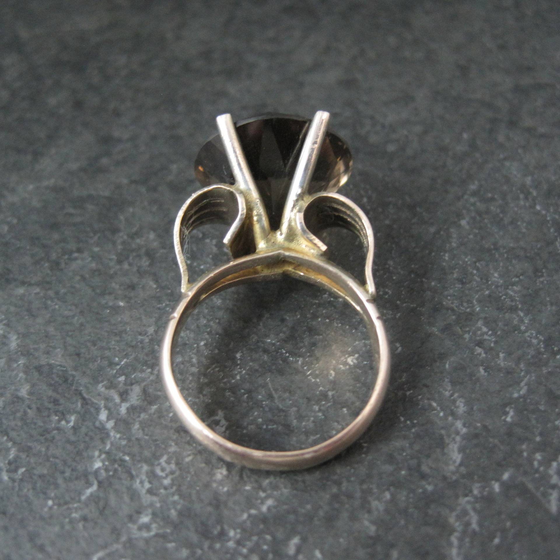 Large Antique Victorian 14K Smoky Quartz Ring Size 7