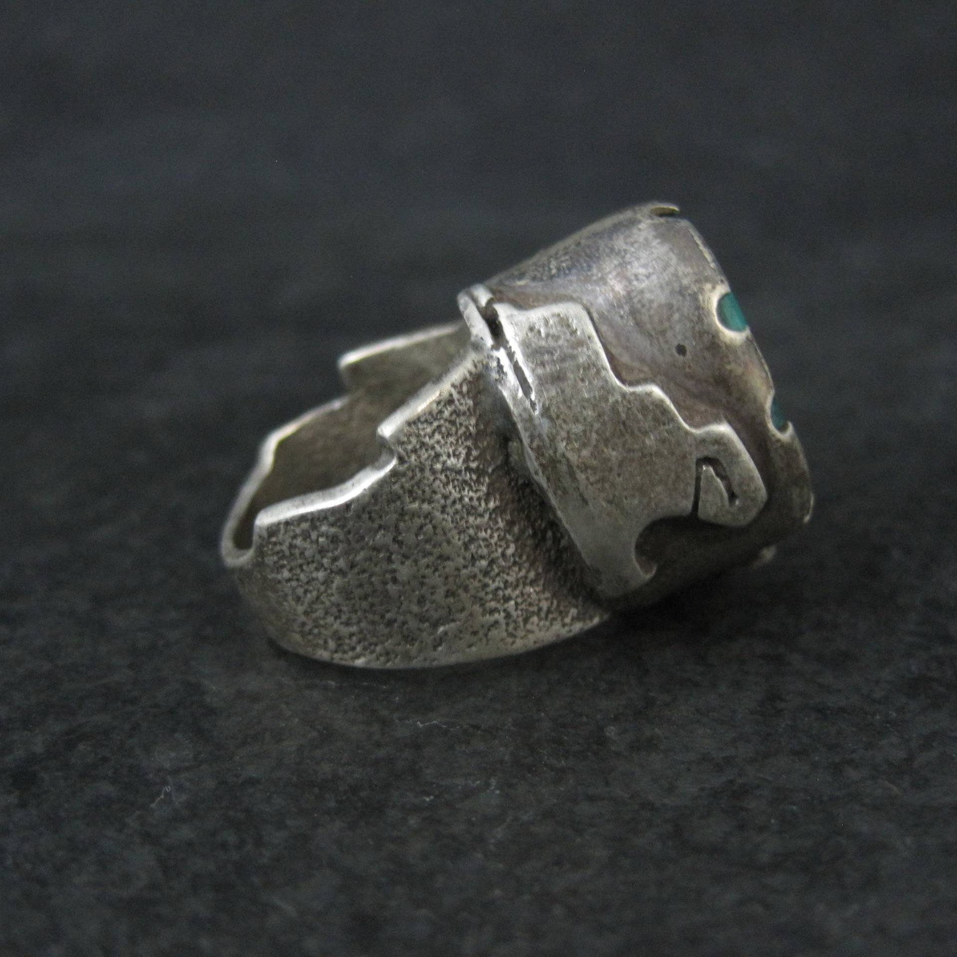 Huge Turquoise Ring Vintage Southwestern Tufa Cast Kewa Jewelry Size 6.5