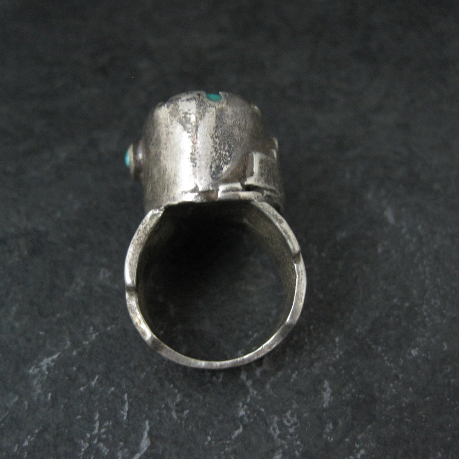 Huge Turquoise Ring Vintage Southwestern Tufa Cast Kewa Jewelry Size 6.5