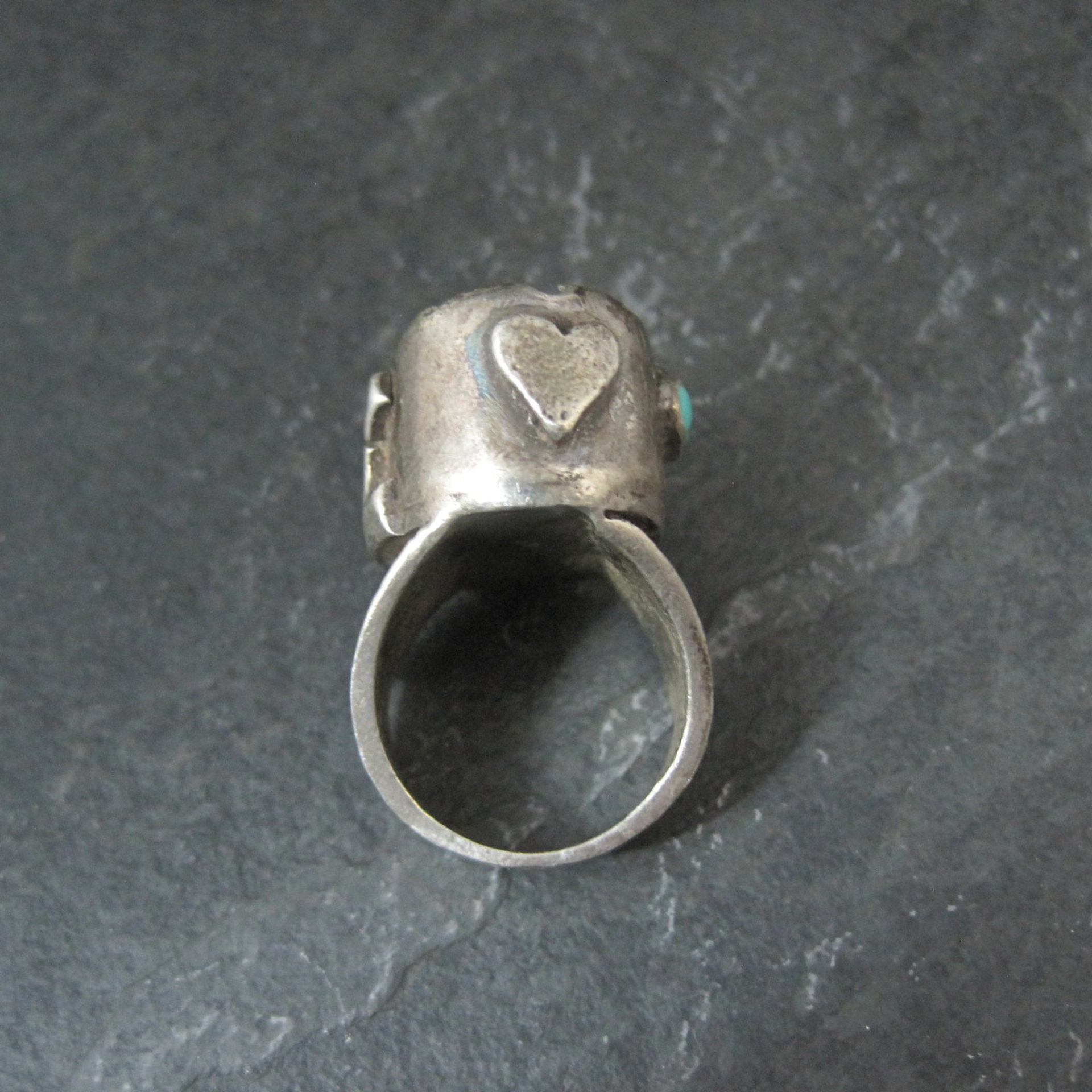 Huge Turquoise Ring Vintage Southwestern Tufa Cast Kewa Jewelry Size 6.5