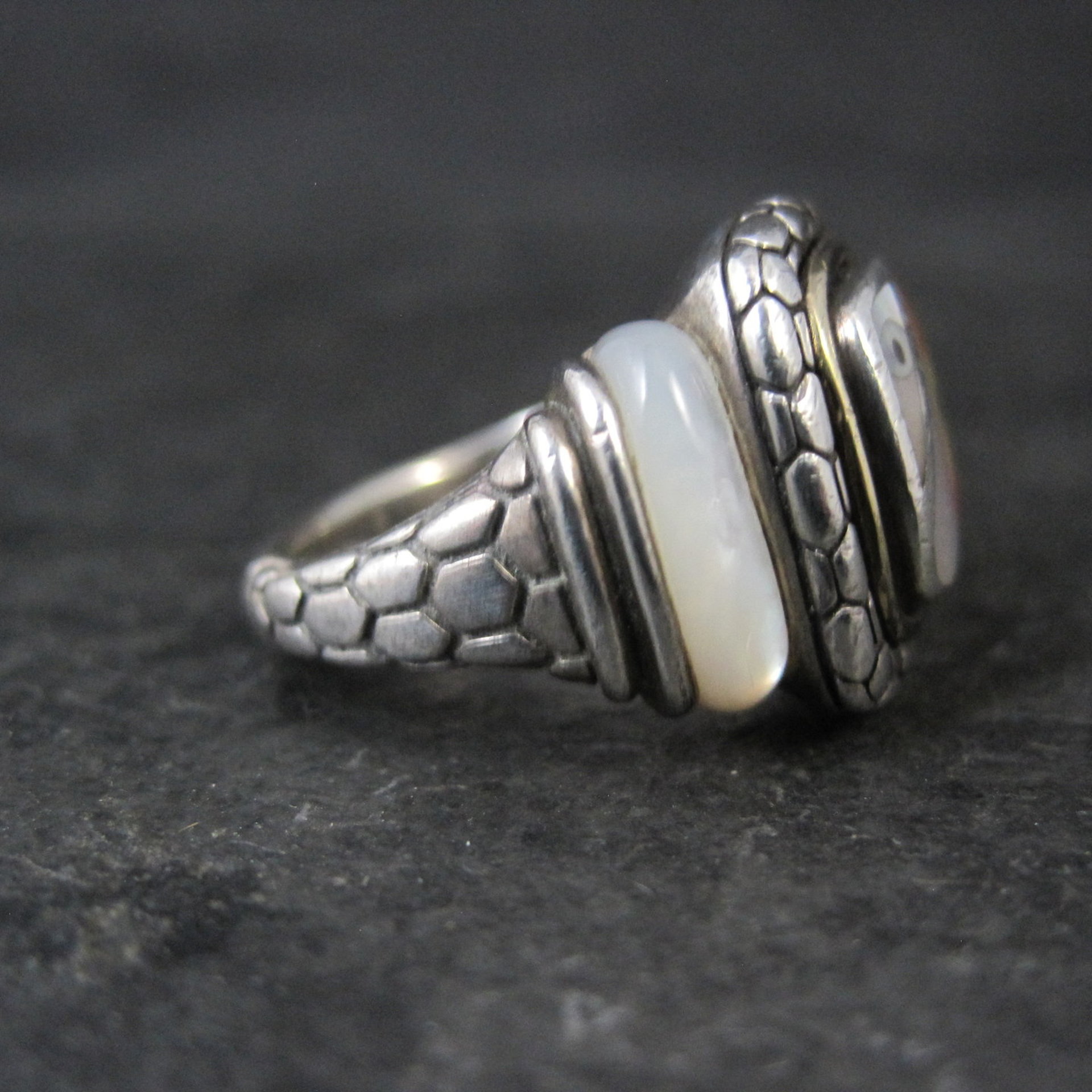 Vintage Sterling 18K Picasso Inlay Ring Size 5.5 Eric Grossbardt