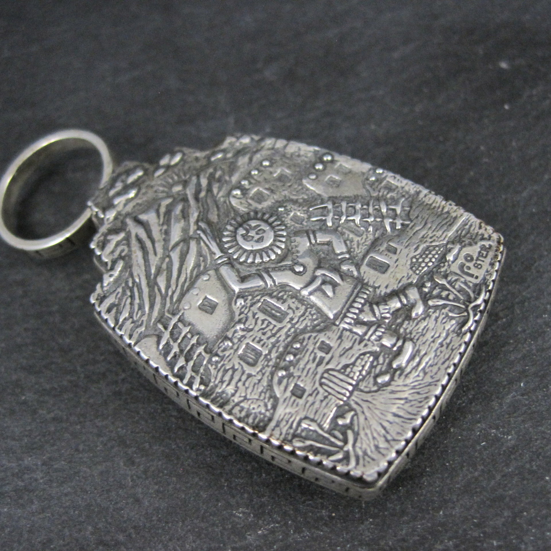 Carol Felley Turquoise Reversible Kachina Pendant Sterling Silver