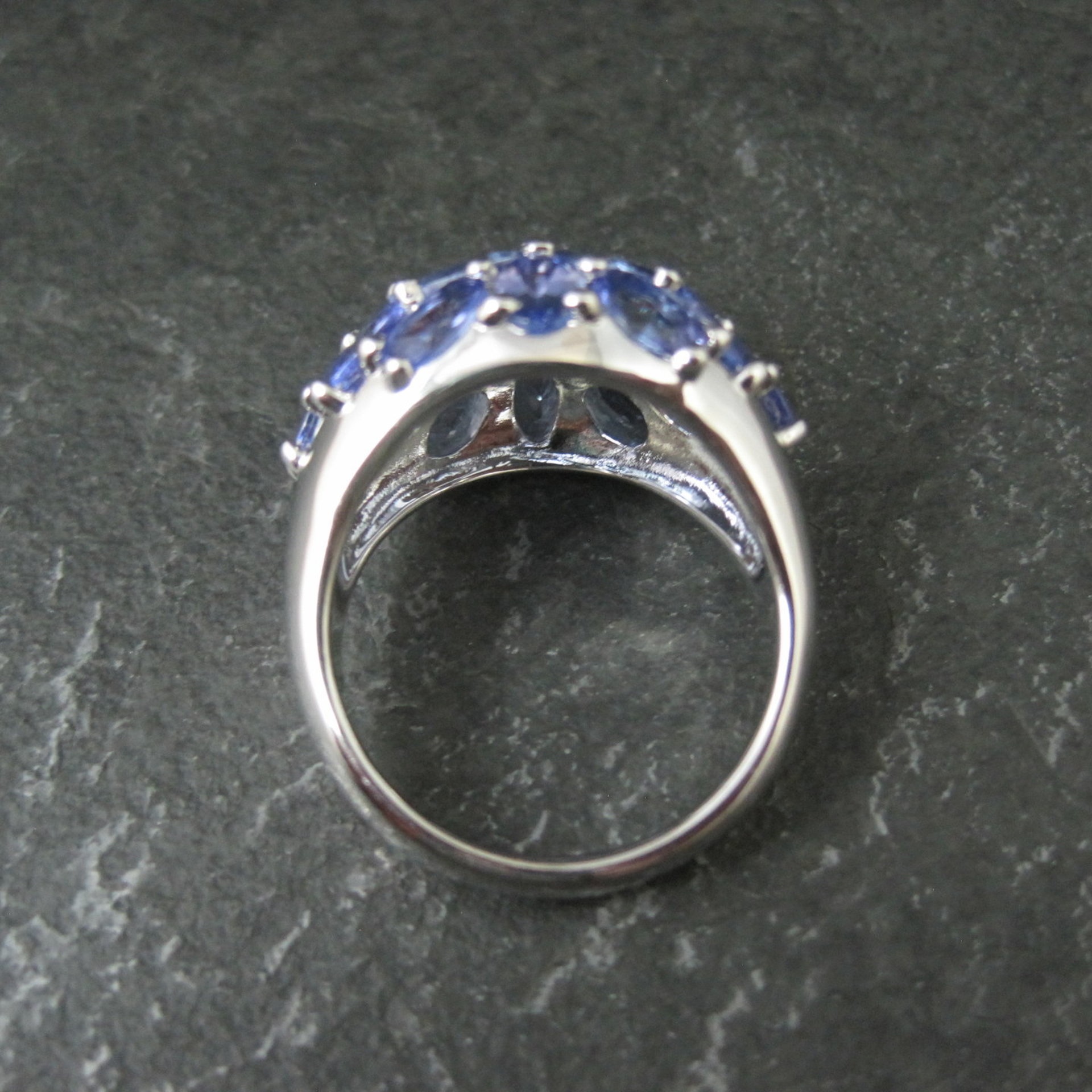 Large 7.50 Carat Tanzanite Cocktail Dome Ring in Sterling Silver Size 10