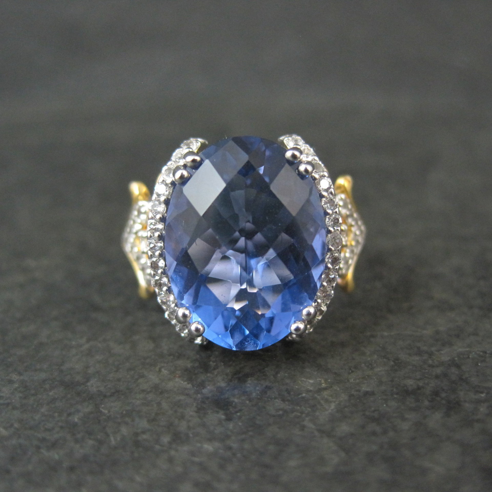 Designer Sterling Silver 10.58ctw Color Change Fluorite & White Topaz Ring Sz 10