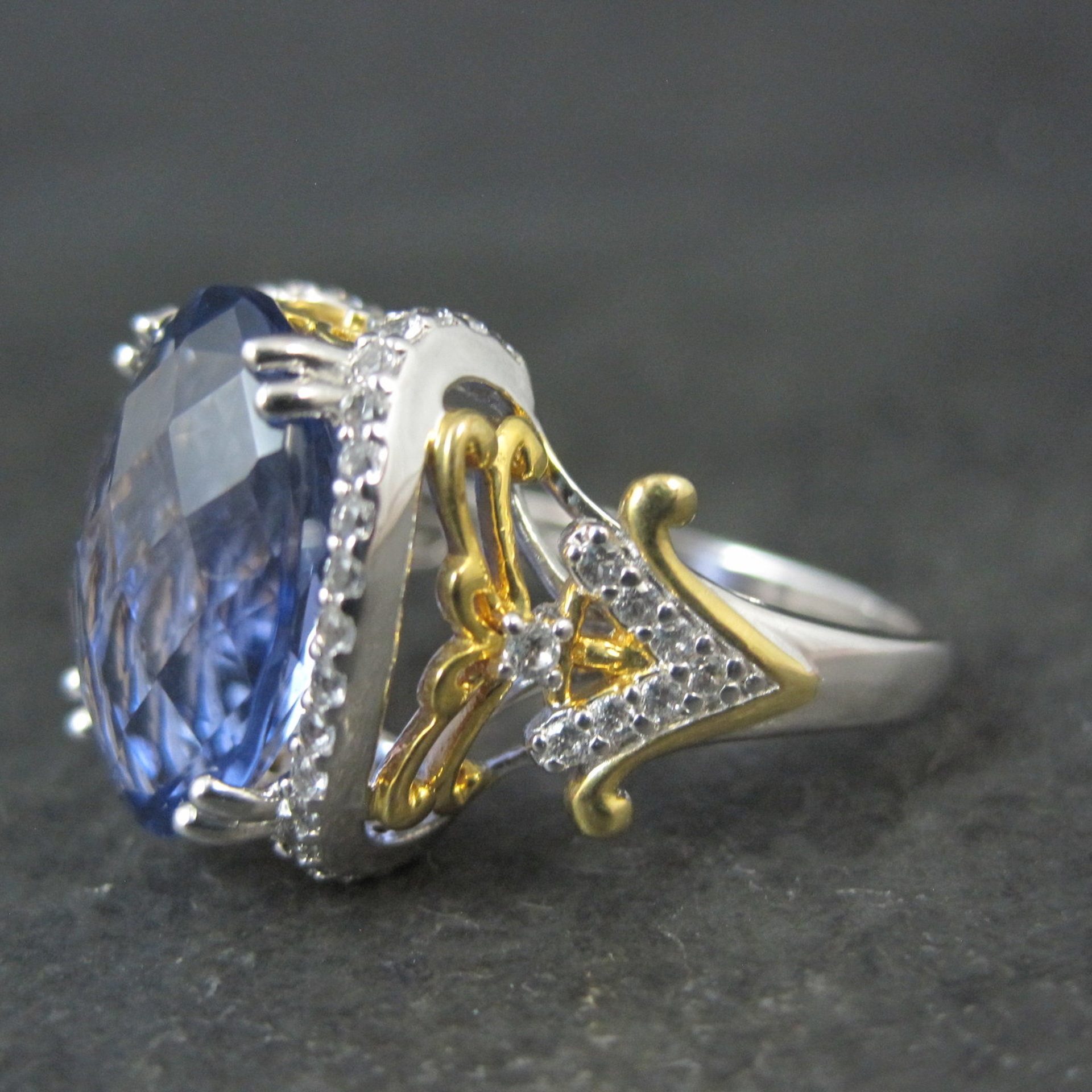Designer Sterling Silver 10.58ctw Color Change Fluorite & White Topaz Ring Sz 10