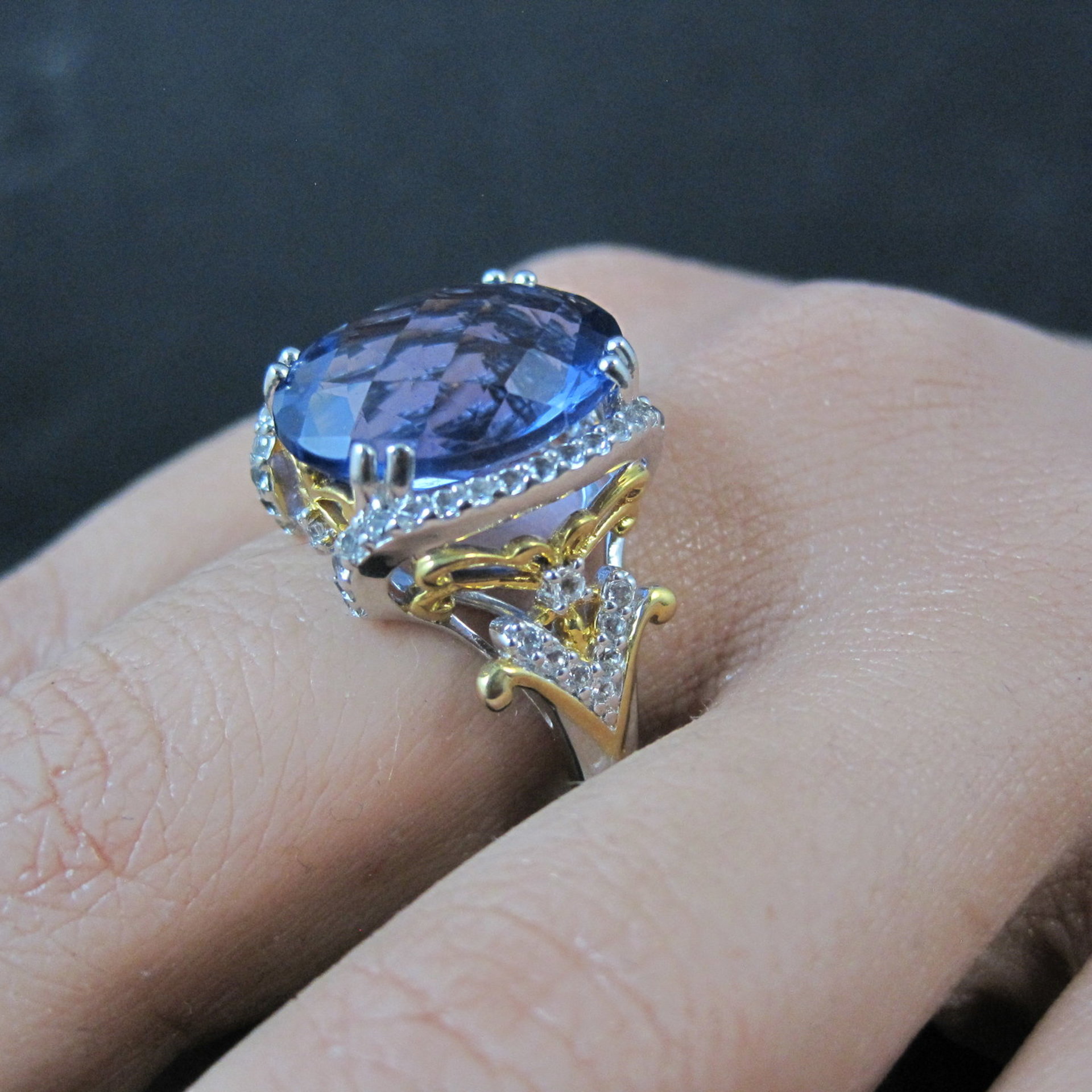 Designer Sterling Silver 10.58ctw Color Change Fluorite & White Topaz Ring Sz 10