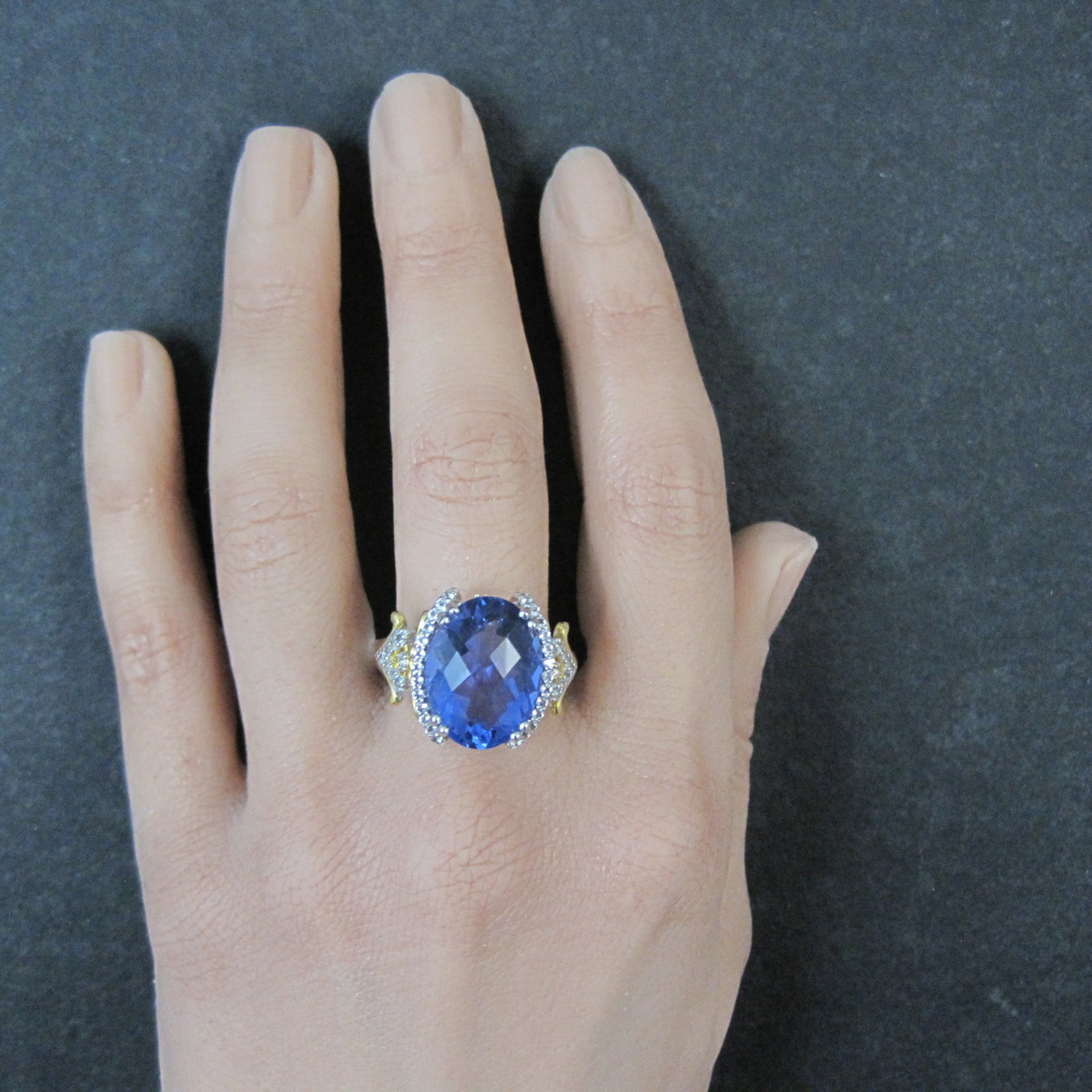Designer Sterling Silver 10.58ctw Color Change Fluorite & White Topaz Ring Sz 10