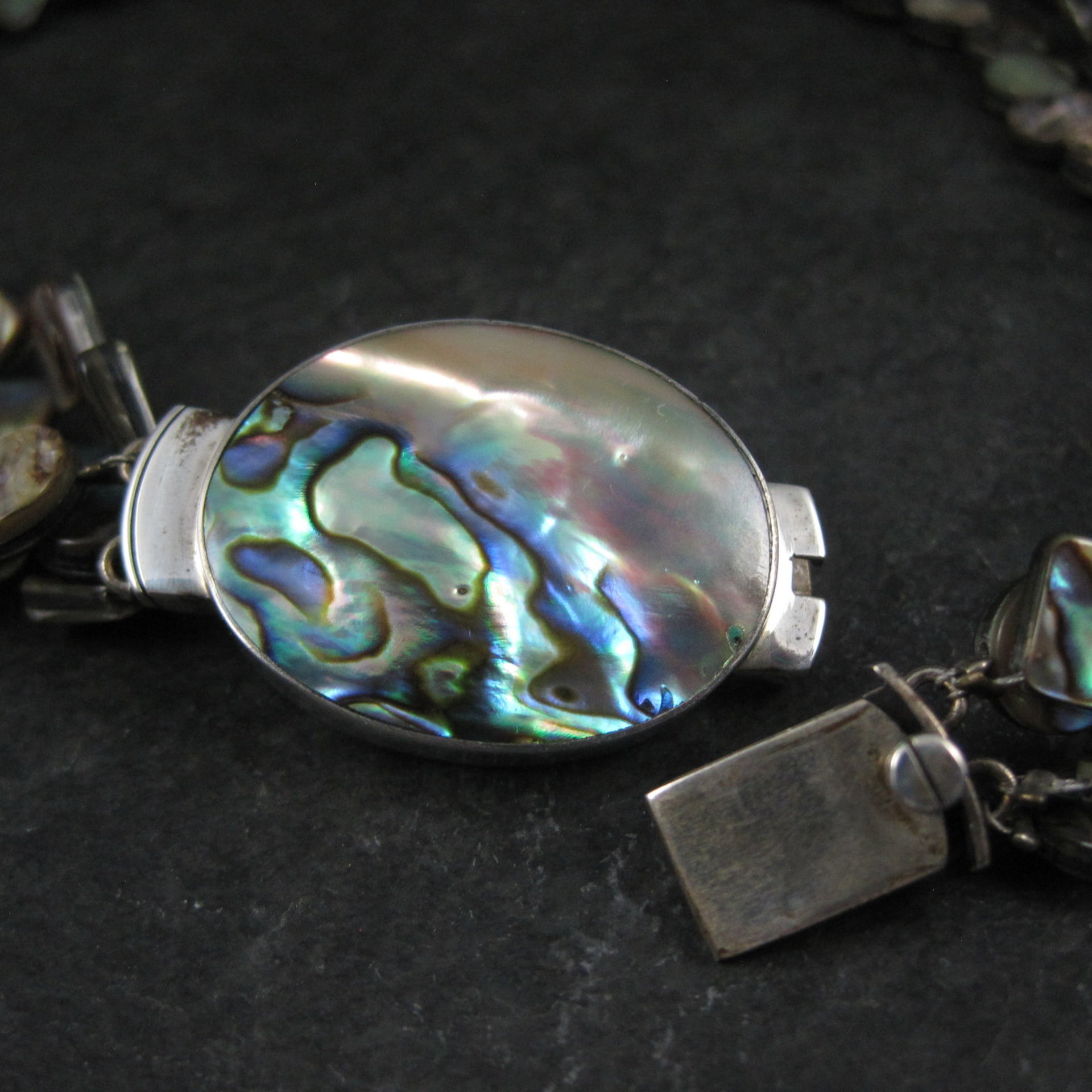 Estate 4 Strand Abalone Necklace 17" 